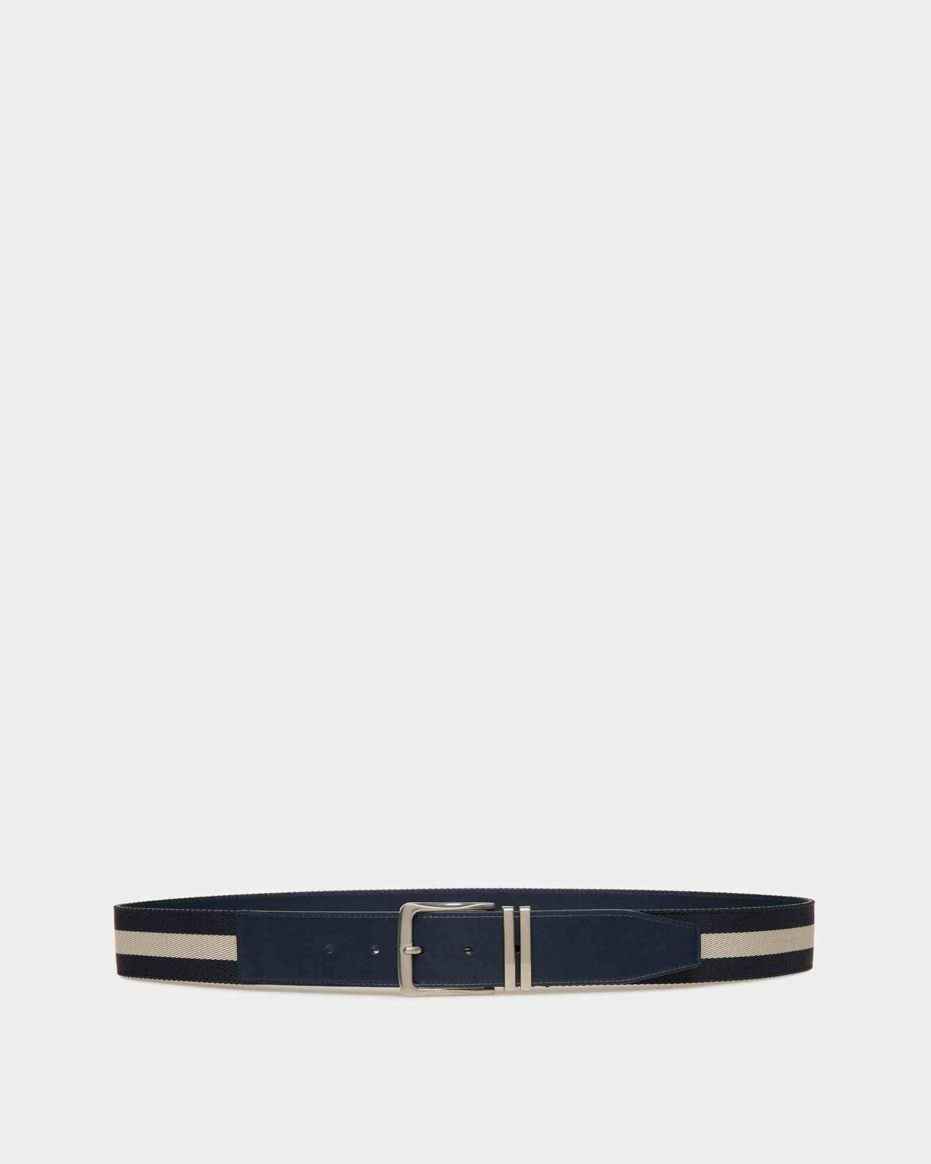 Casual Fixed 40mm Belt In Marine Fabric And Leather - Men's - Bally