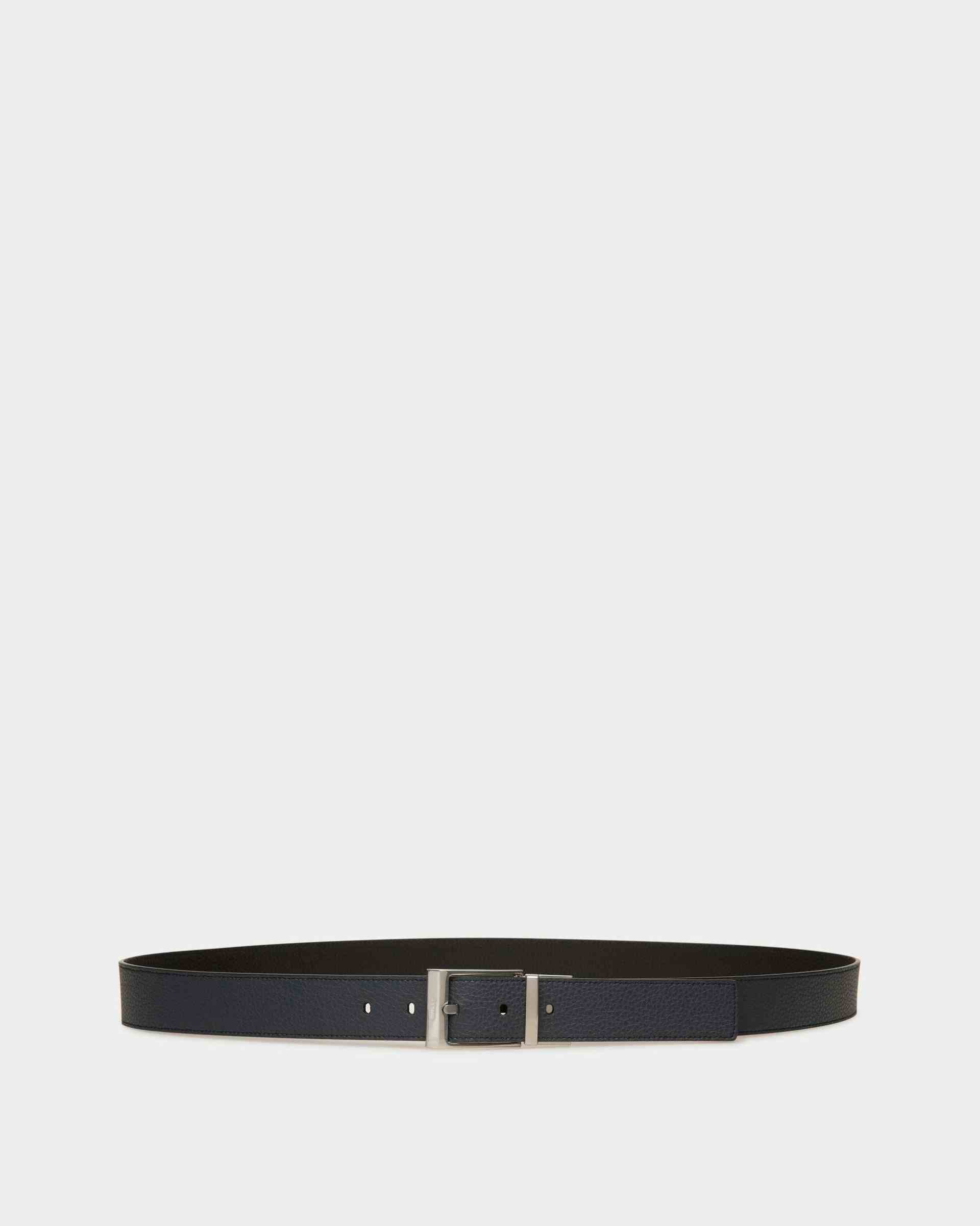 Dress Belt In Midnight And Black Leather - Men's - Bally