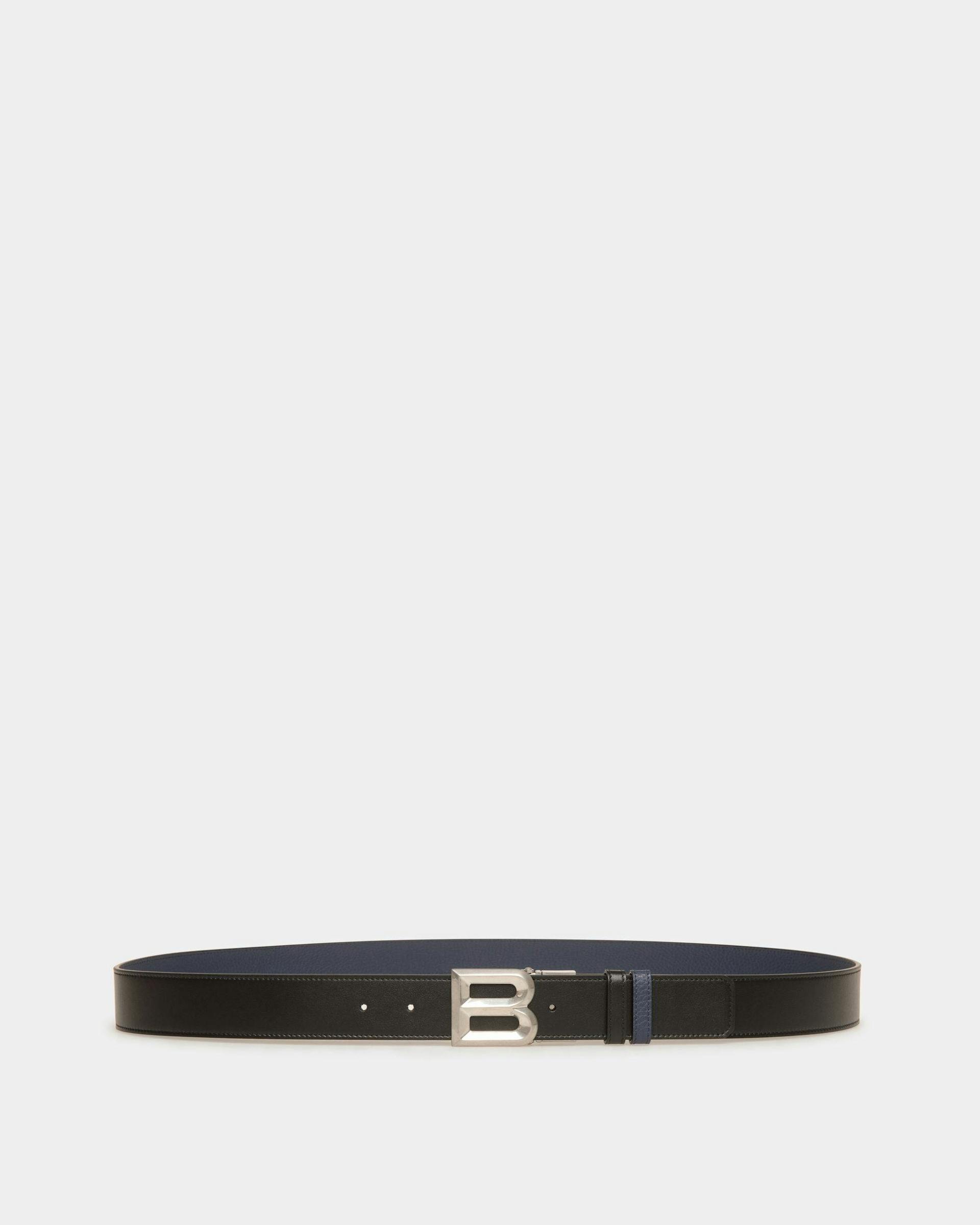 Men's B Bold 35Mm Reversible And Adjustable Belt In Black And Marine Leather | Bally | Still Life Front