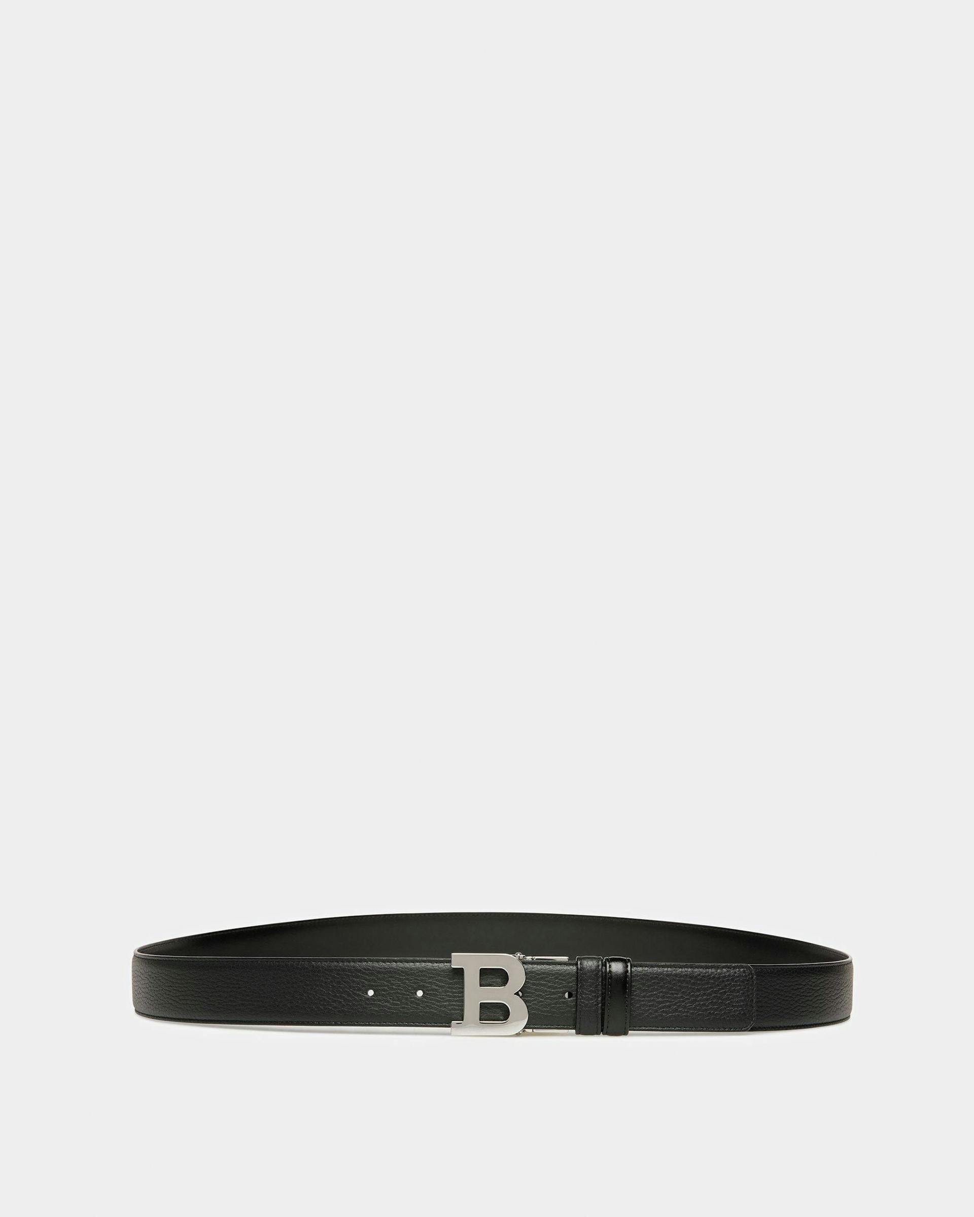 B Buckle Leather Belt In Black - Men's - Bally - 01