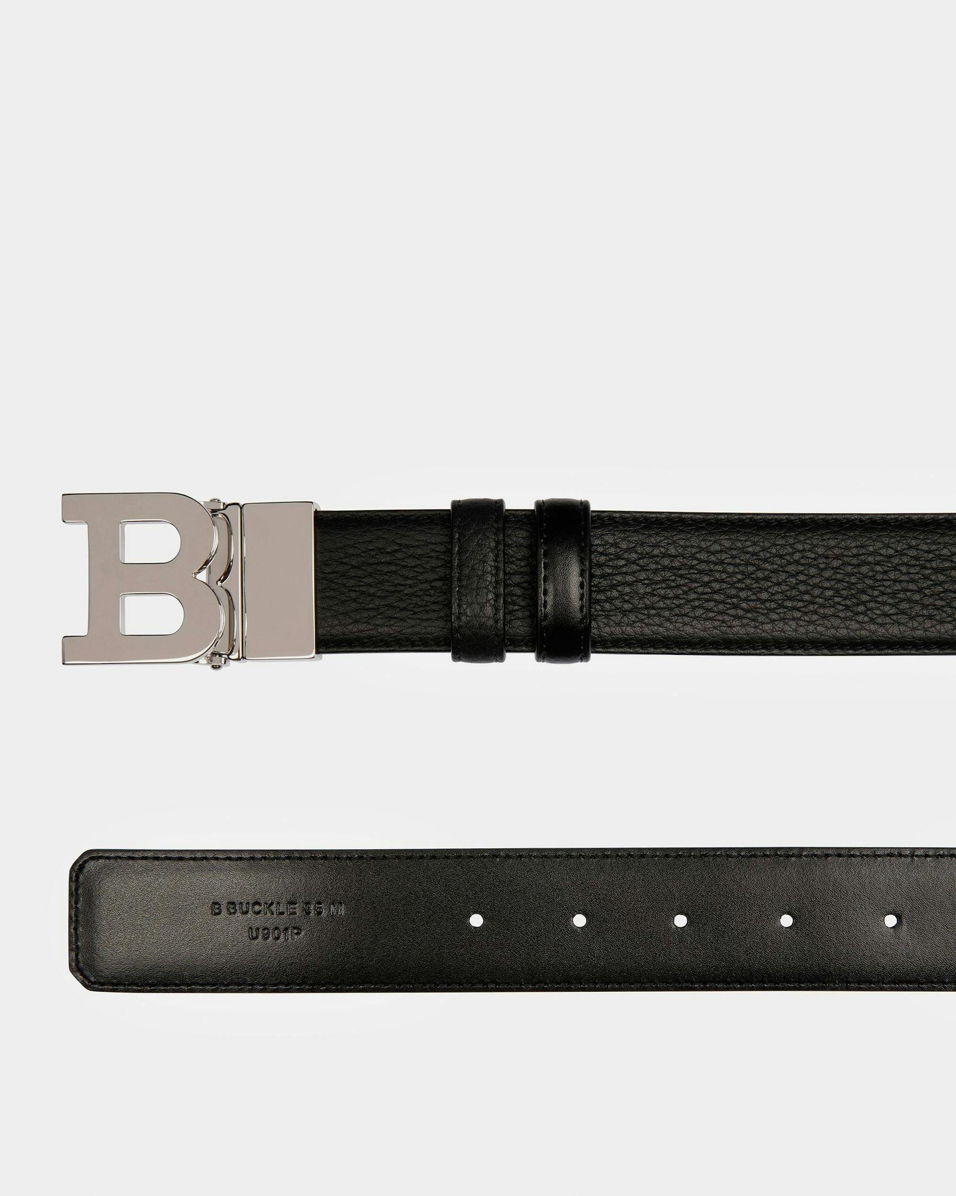 B Buckle Leather Belt In Black - Men's - Bally - 02