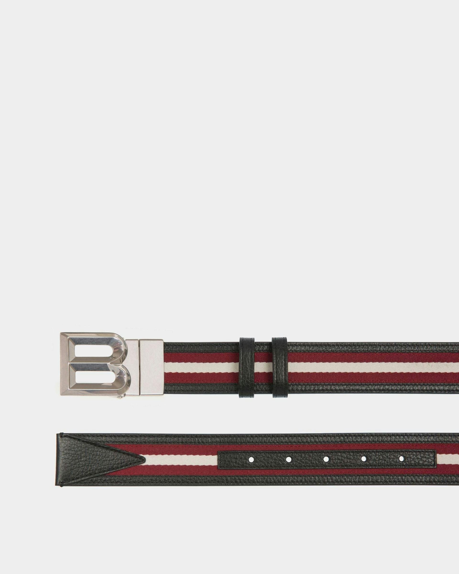 Men's B Bold 35mm Reversible Belt in Red White Red Fabric And Leather | Bally | Still Life Detail