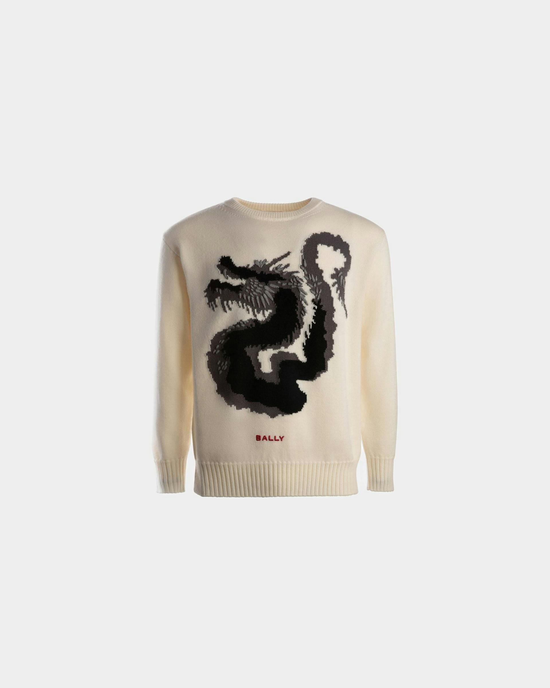 Men's Sweater in White Wool | Bally | Still Life Front