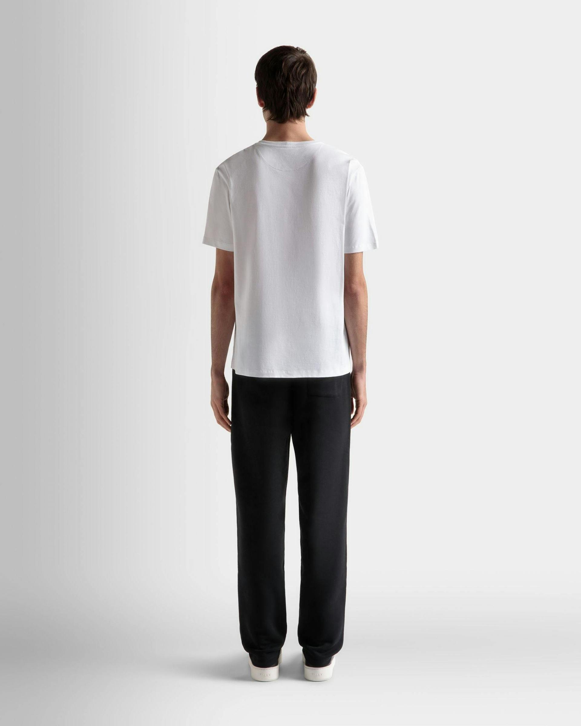 Men's T-Shirt In White Cotton | Bally | On Model Back