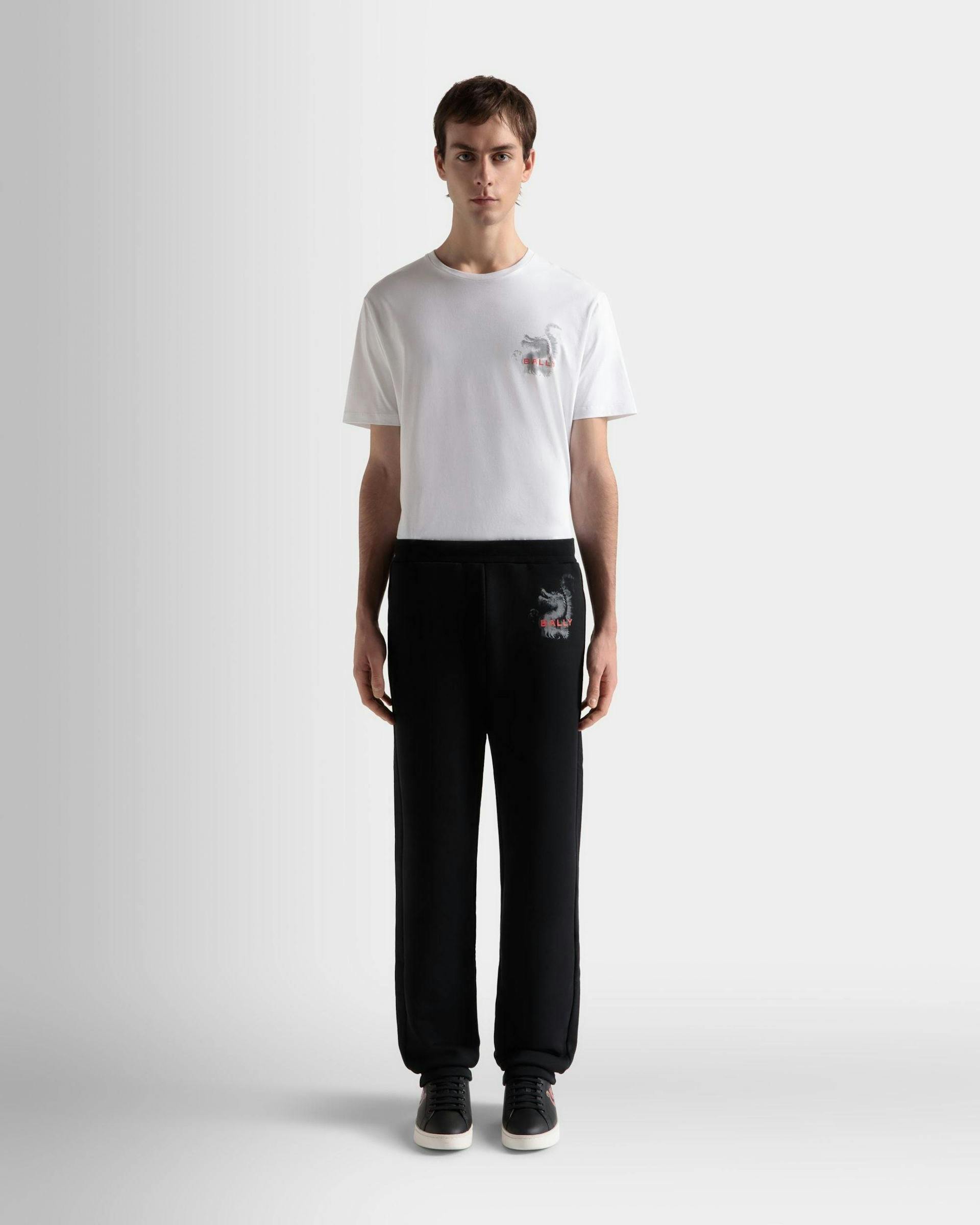 Men's Sweatpants In A Black Cotton Blend | Bally | On Model Front