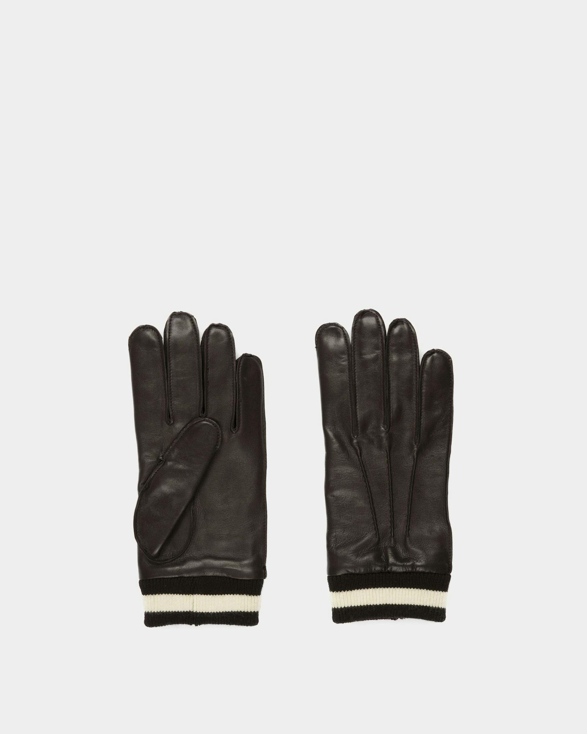 Stripe Gloves In Black Leather - Men's - Bally - 01