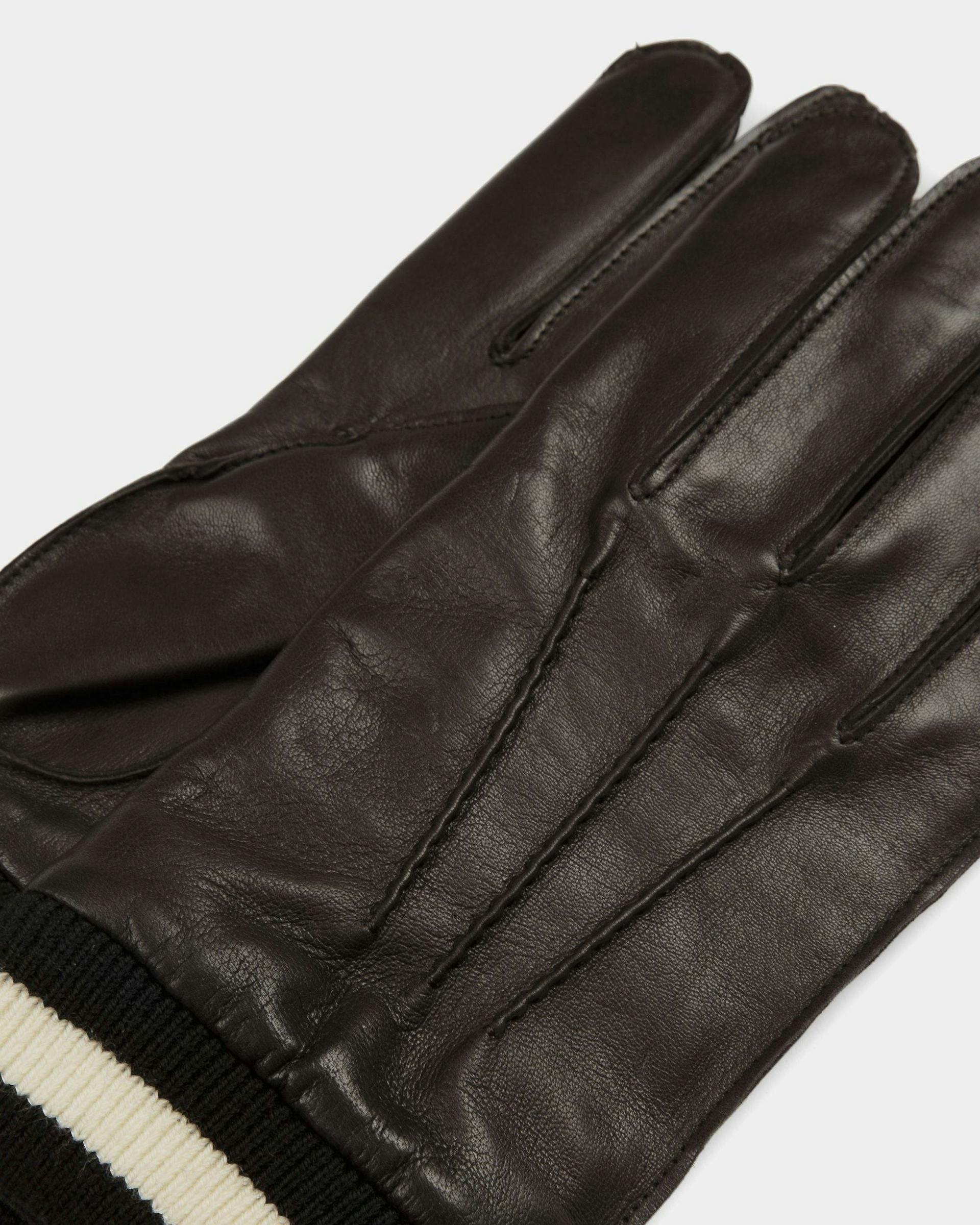 Stripe Gloves In Black Leather - Men's - Bally - 02