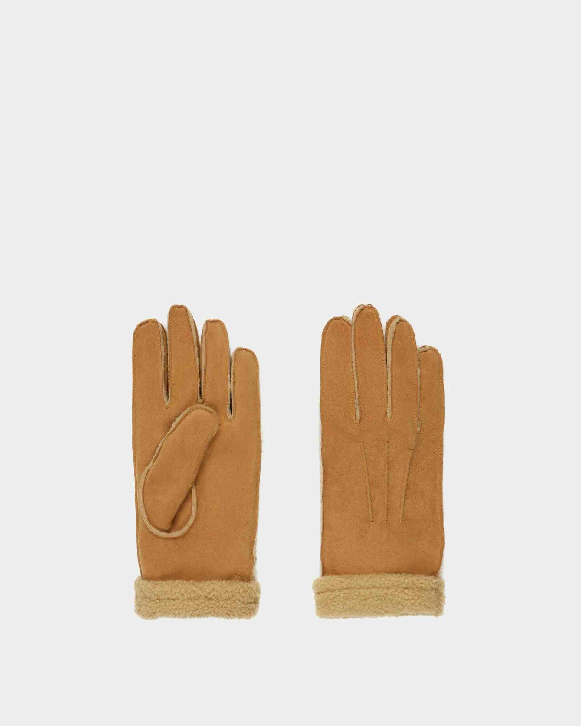 Shearling Gloves In Desert Leather - Men's - Bally