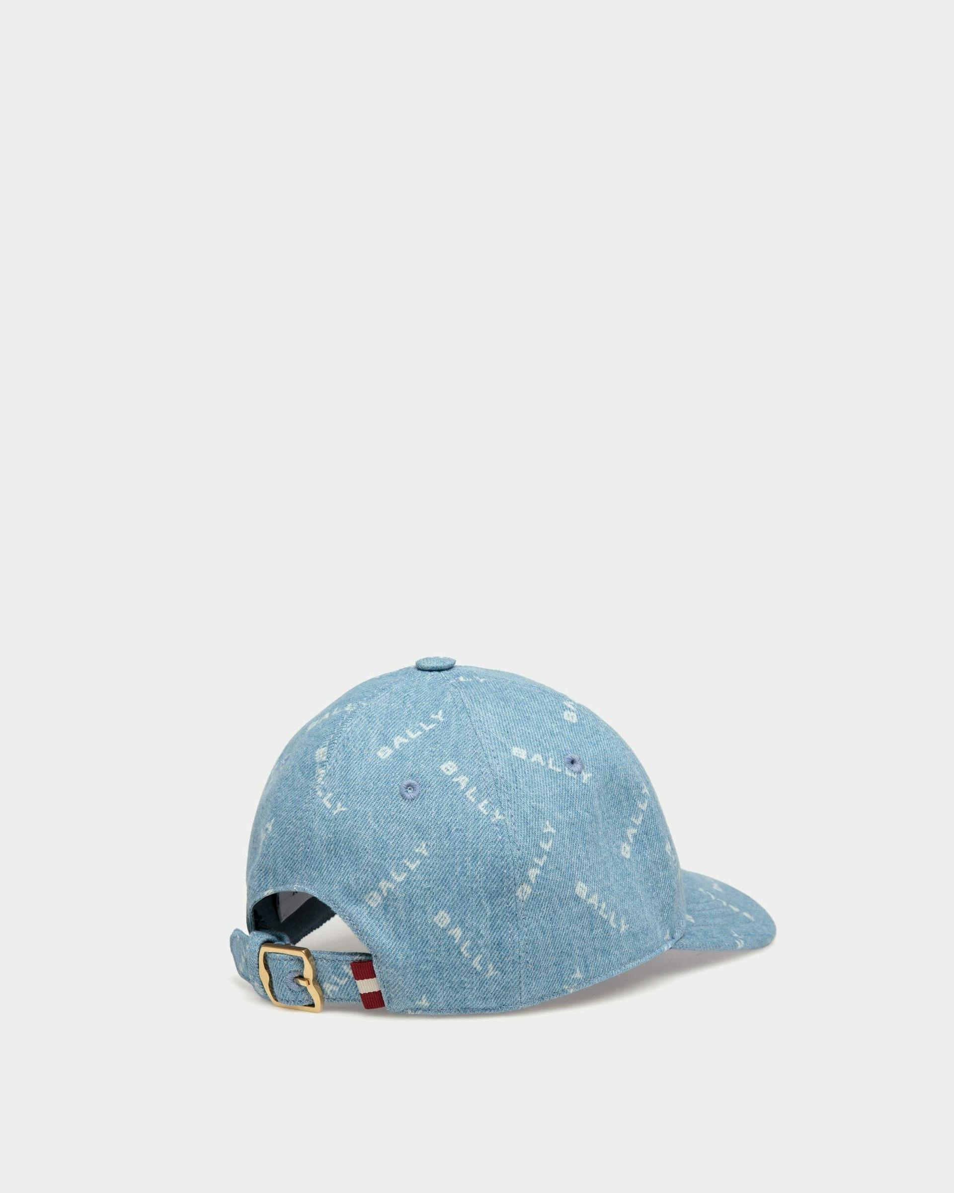 Men's Baseball Hat In Light Blue Cotton | Bally | Still Life 3/4 Back
