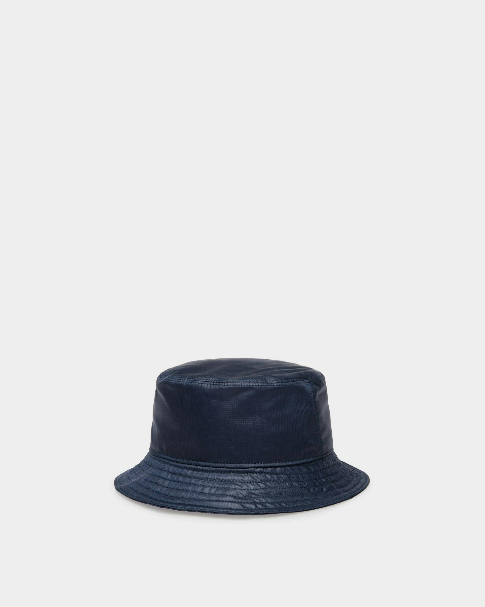 Men's Men's Bucket Hat in Navy Blue Technical Fabric | Bally | Still Life 3/4 Back