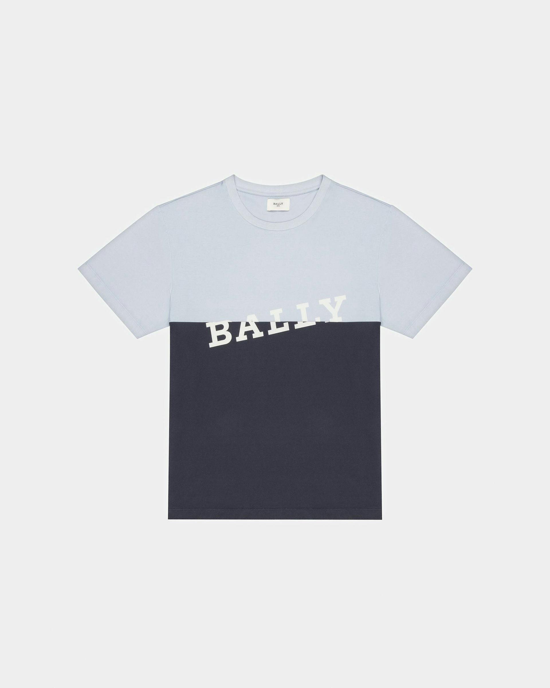 Cotton T-Shirt In Light Blue And Midnight Blue - Men's - Bally - 01