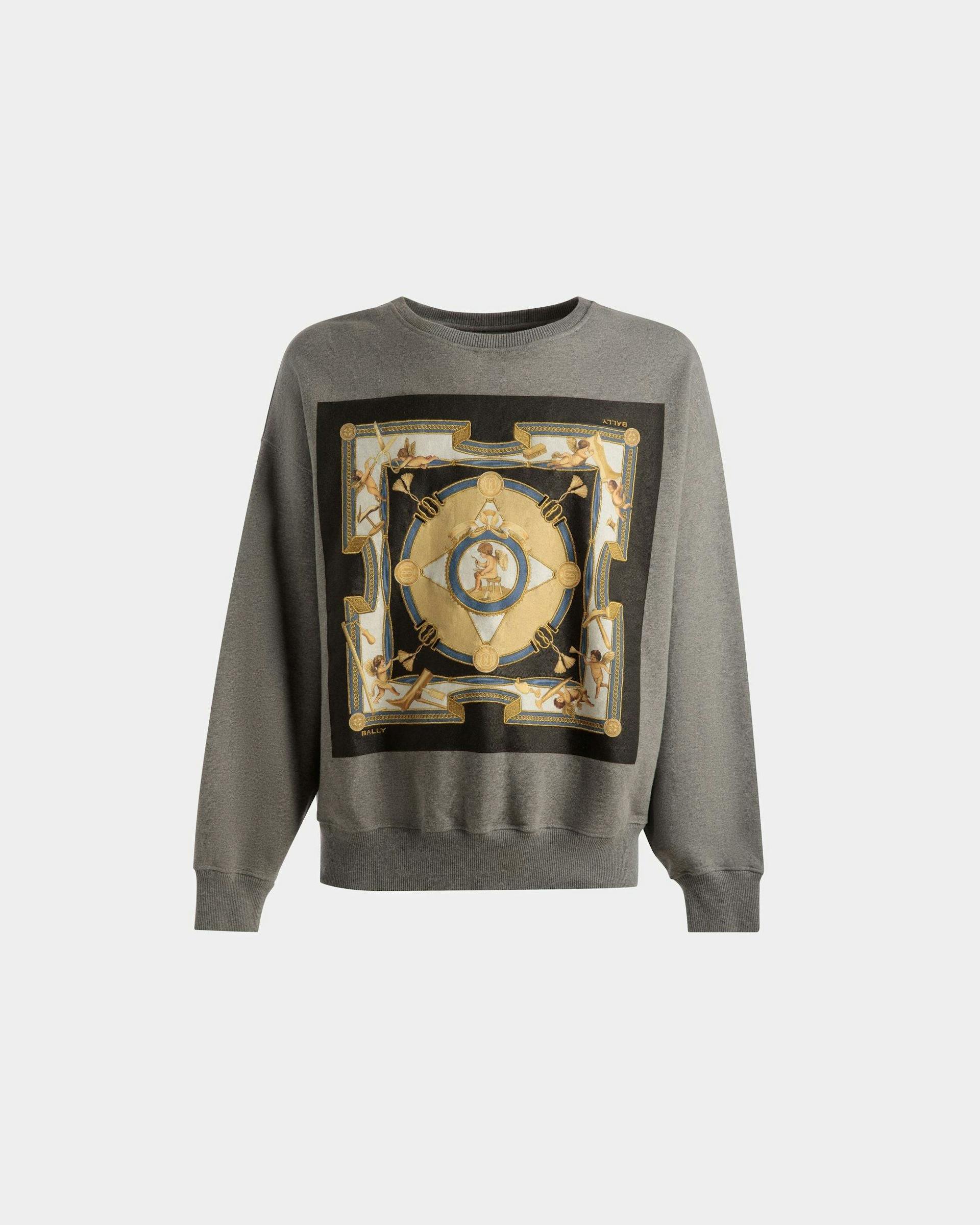 Printed Sweatshirt In Grey Melange Cotton - Men's - Bally - 01