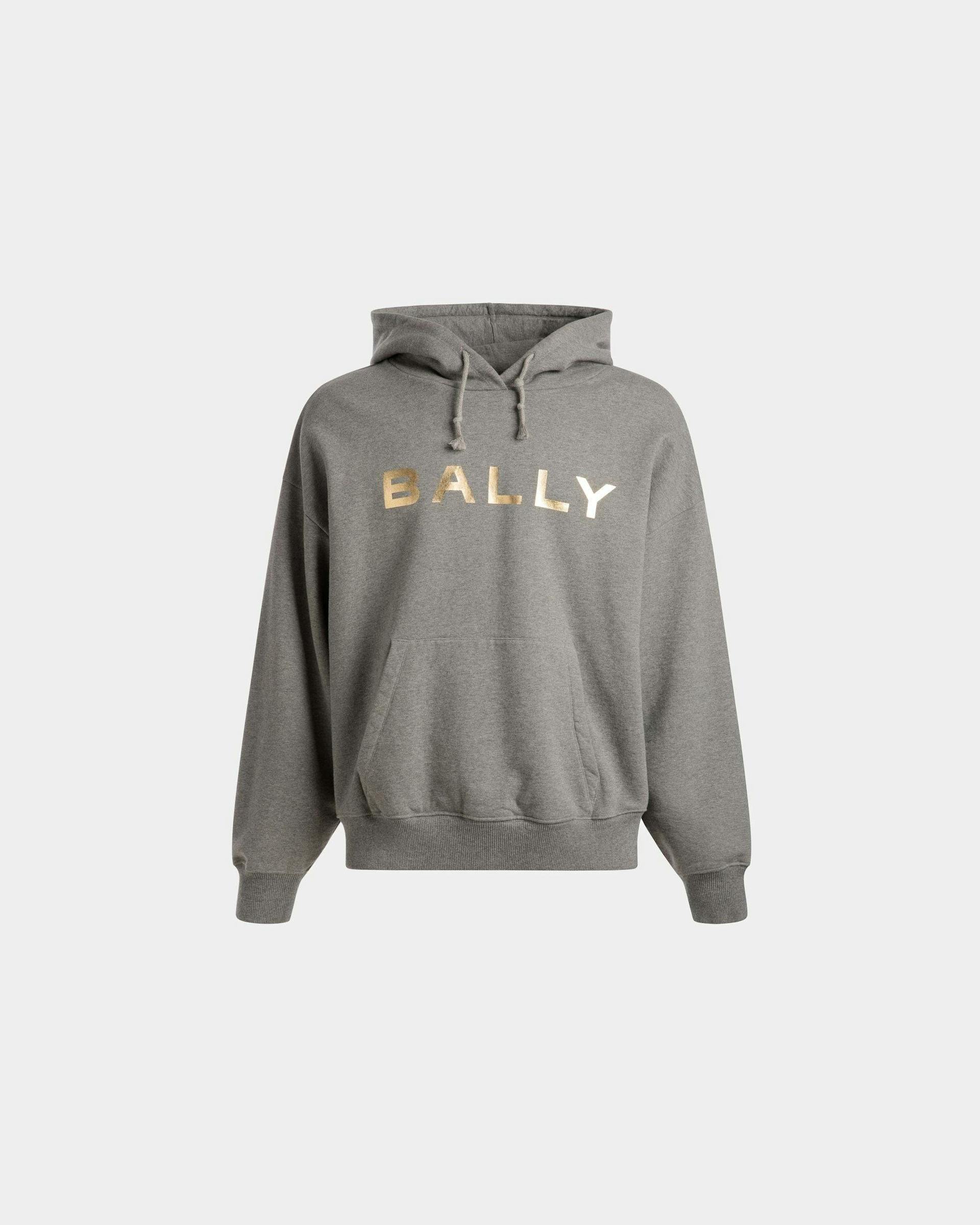 Logo Hooded Sweatshirt In Grey Melange Cotton - Men's - Bally - 01