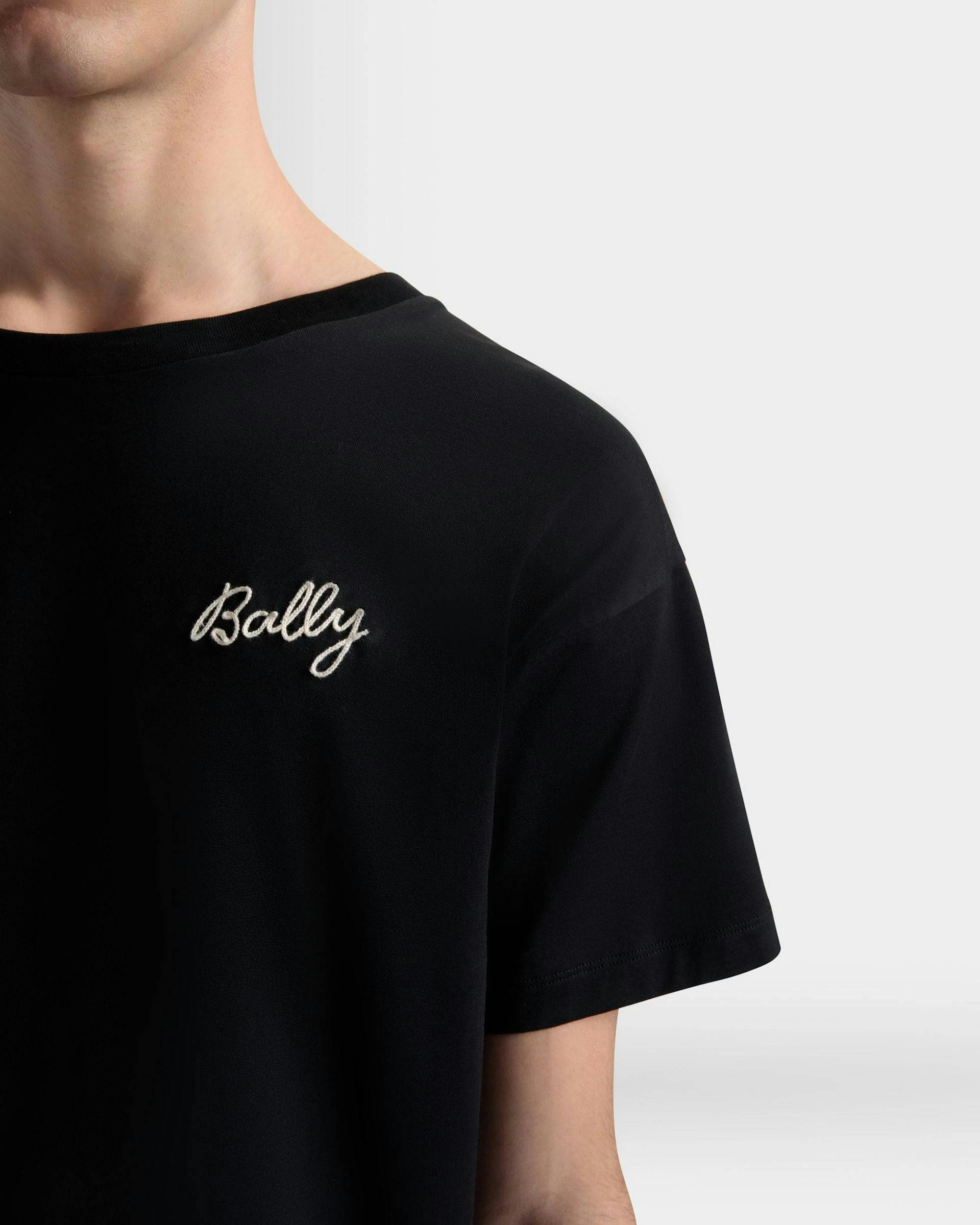 Men's T-Shirt In Black Cotton | Bally | On Model Detail