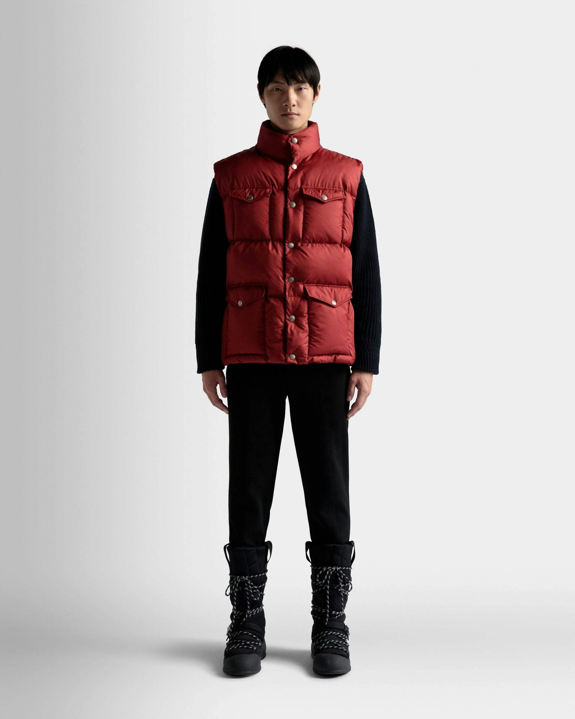 Men's Puffer Vest In Red | Bally | On Model Front