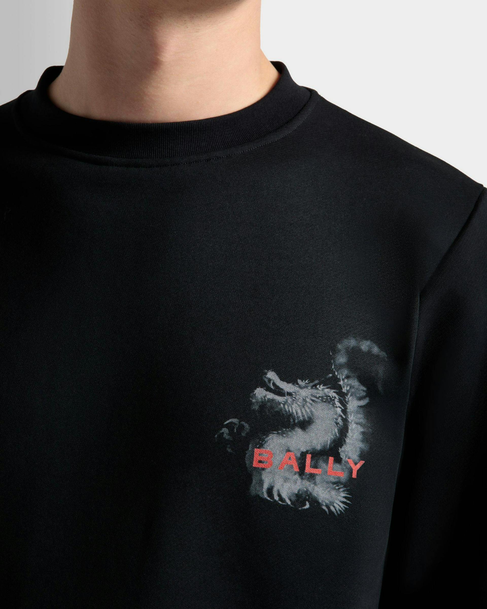 Men's Sweatshirt In Black Stretch Cotton | Bally | On Model Detail