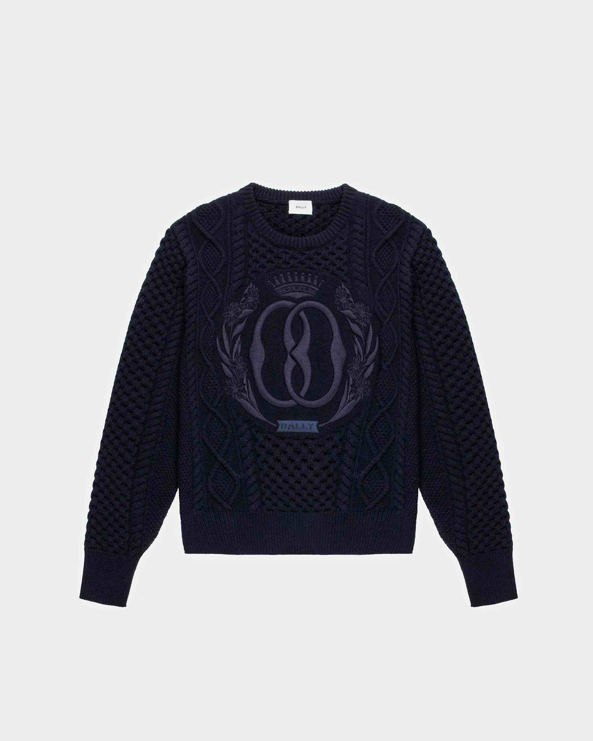 Knitted Crew Neck In Navy Wool - Men's - Bally