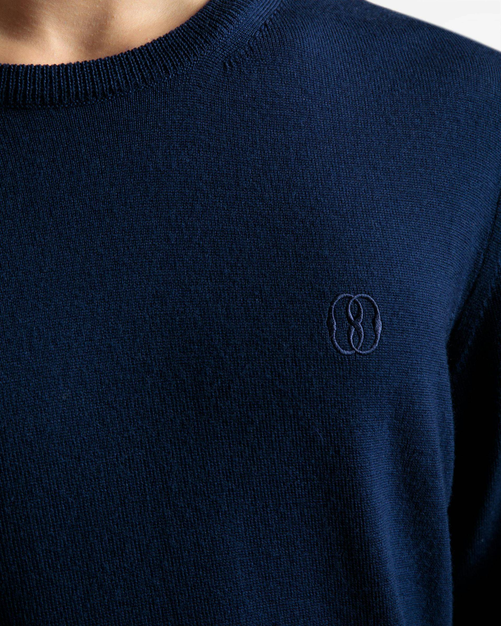 Crew Neck Sweater In Marine Wool - Men's - Bally - 04