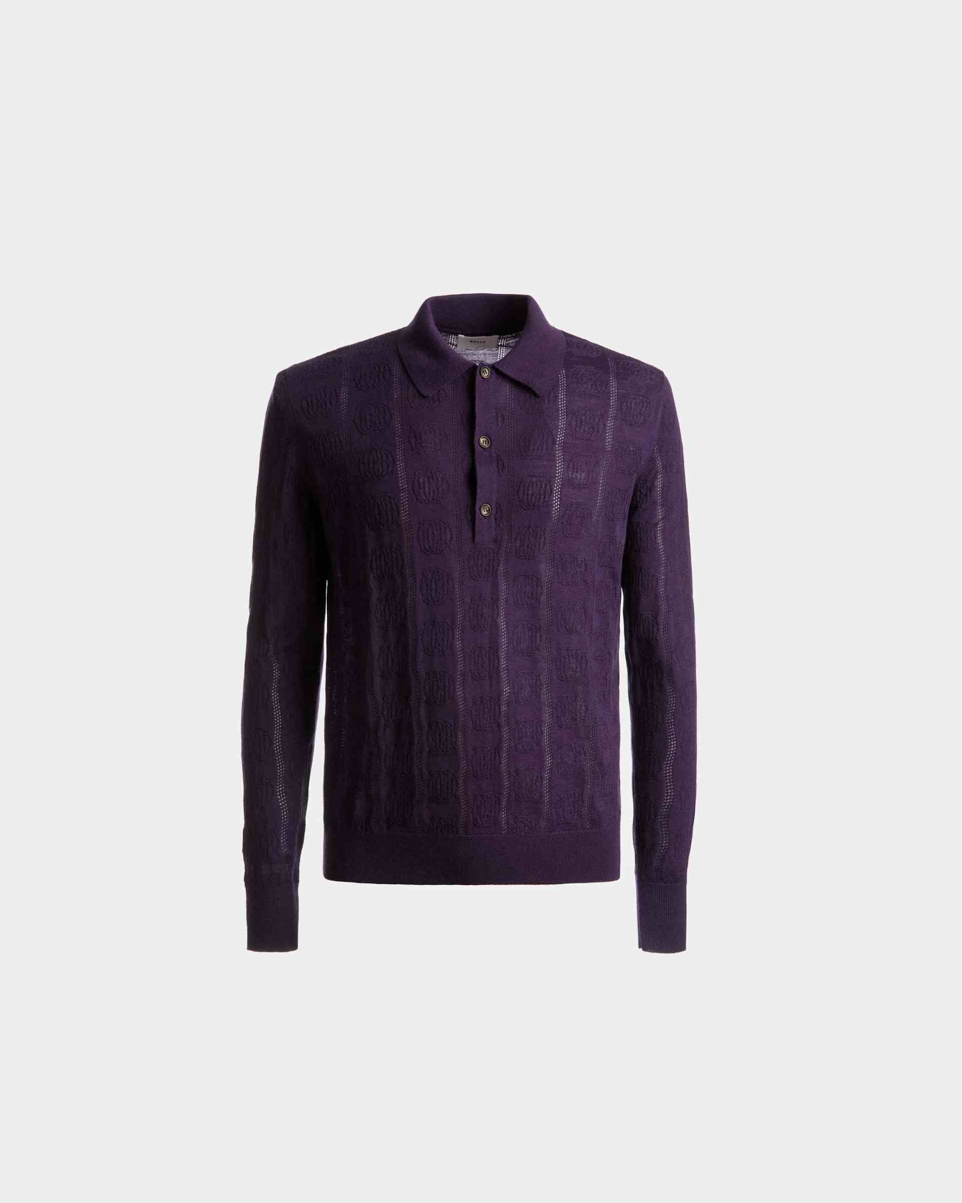 Long Sleeve Polo In Orchid Wool - Men's - Bally
