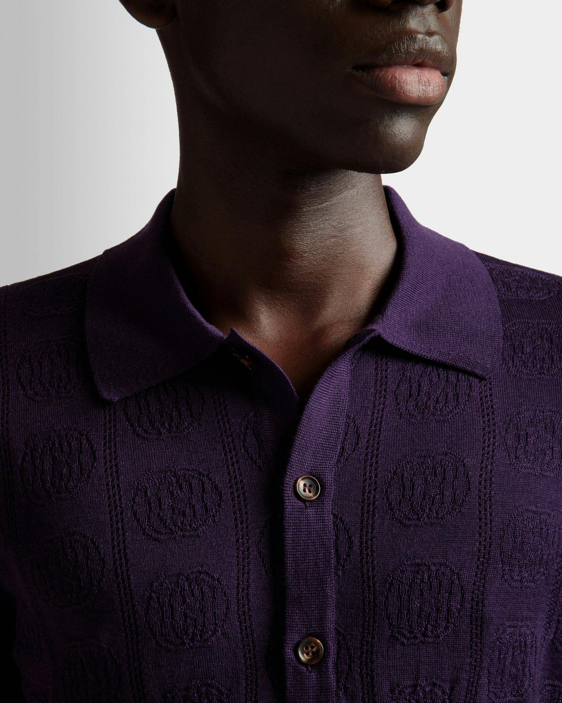 Long Sleeve Polo In Orchid Wool - Men's - Bally - 04
