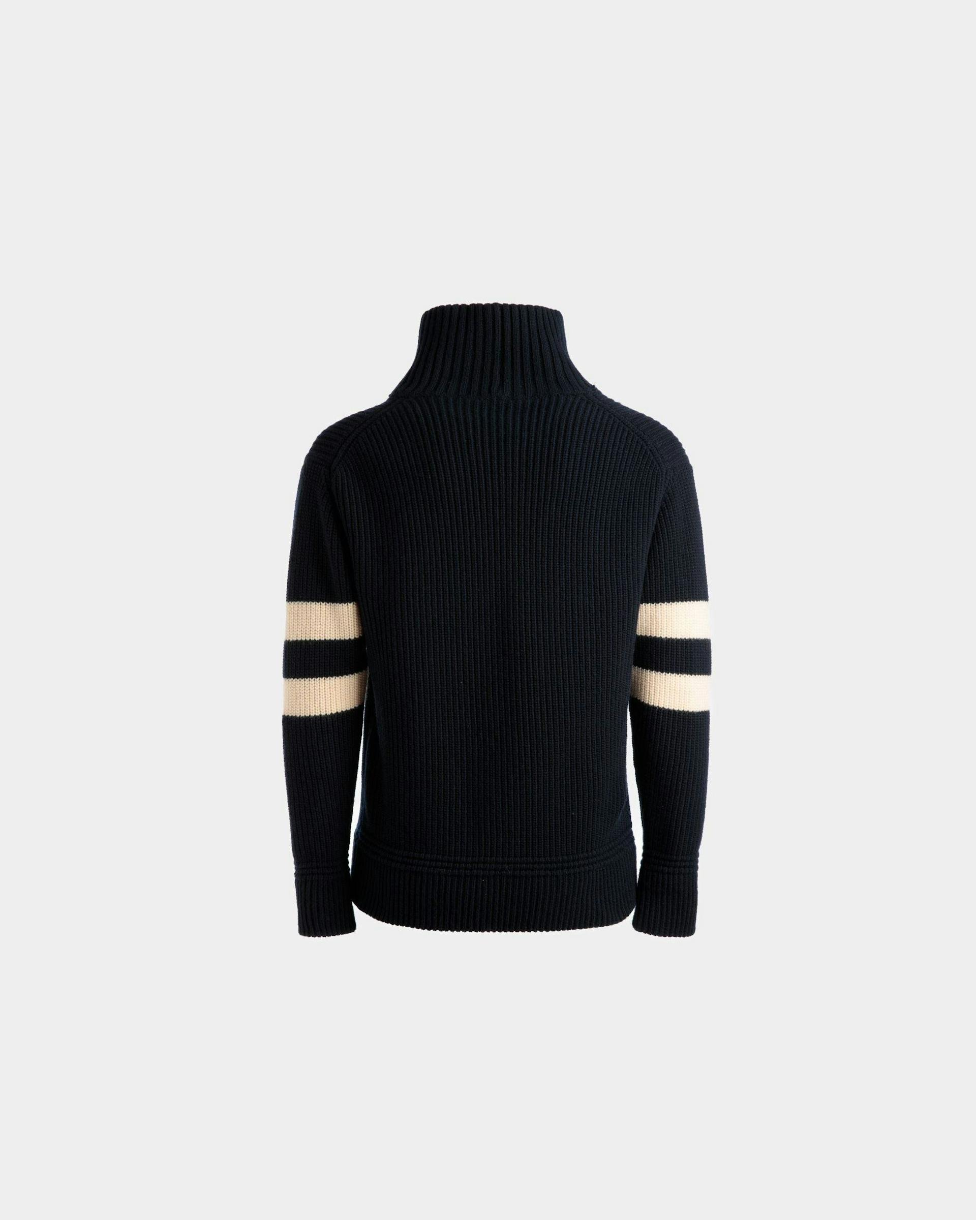 Roll Neck Sweater In Bone and Ink Wool - Men's - Bally - 03