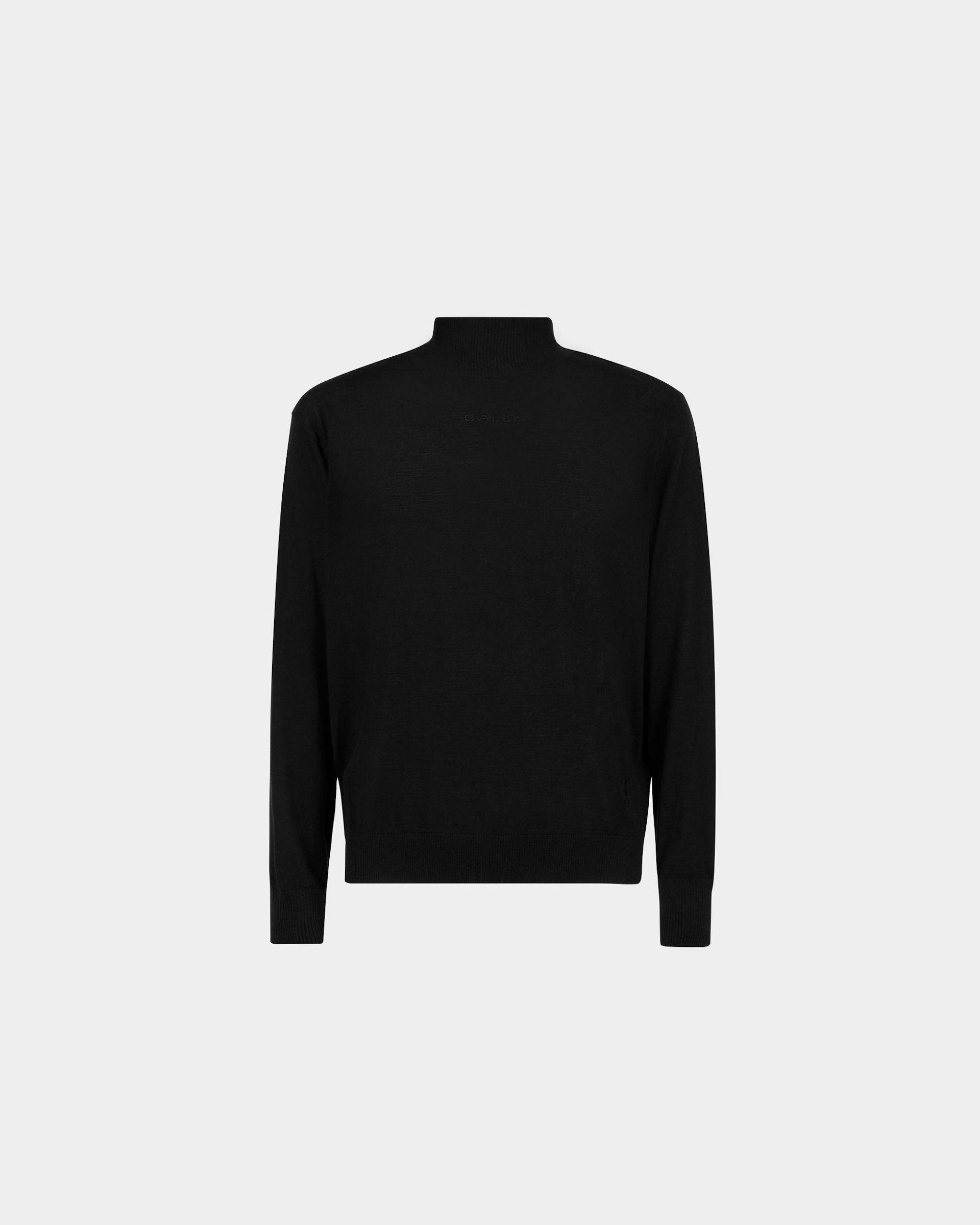 Men's Roll Neck Sweater in Black Wool | Bally | Still Life Front