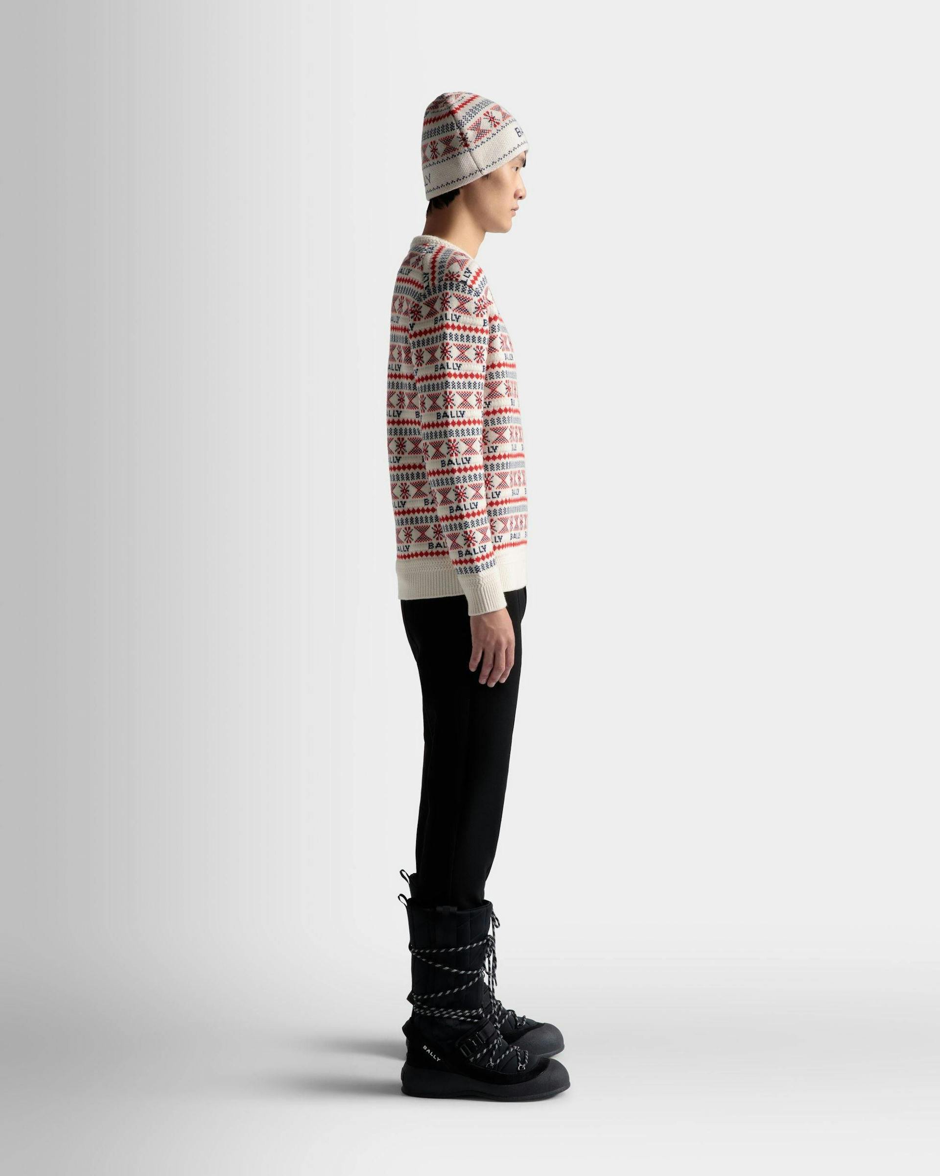 Men's Sweater In Multicolor Wool | Bally | On Model 3/4 Front
