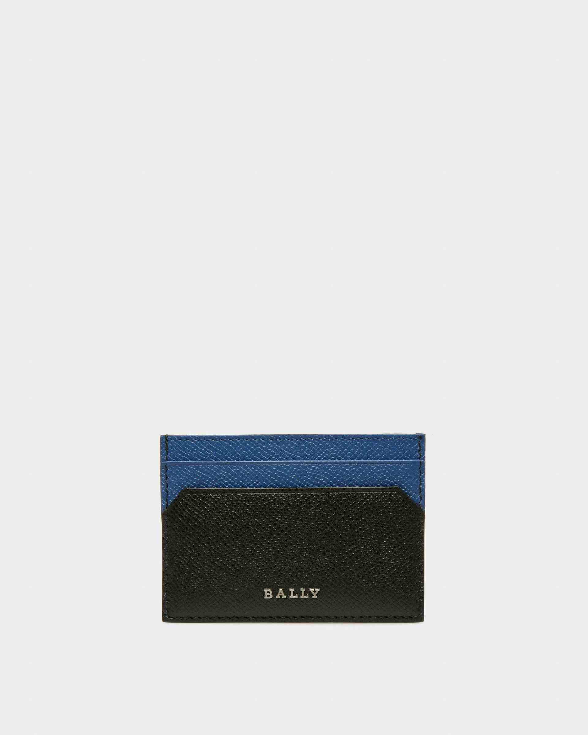 Bhar Leather Card Holder In Black & Blue - Men's - Bally