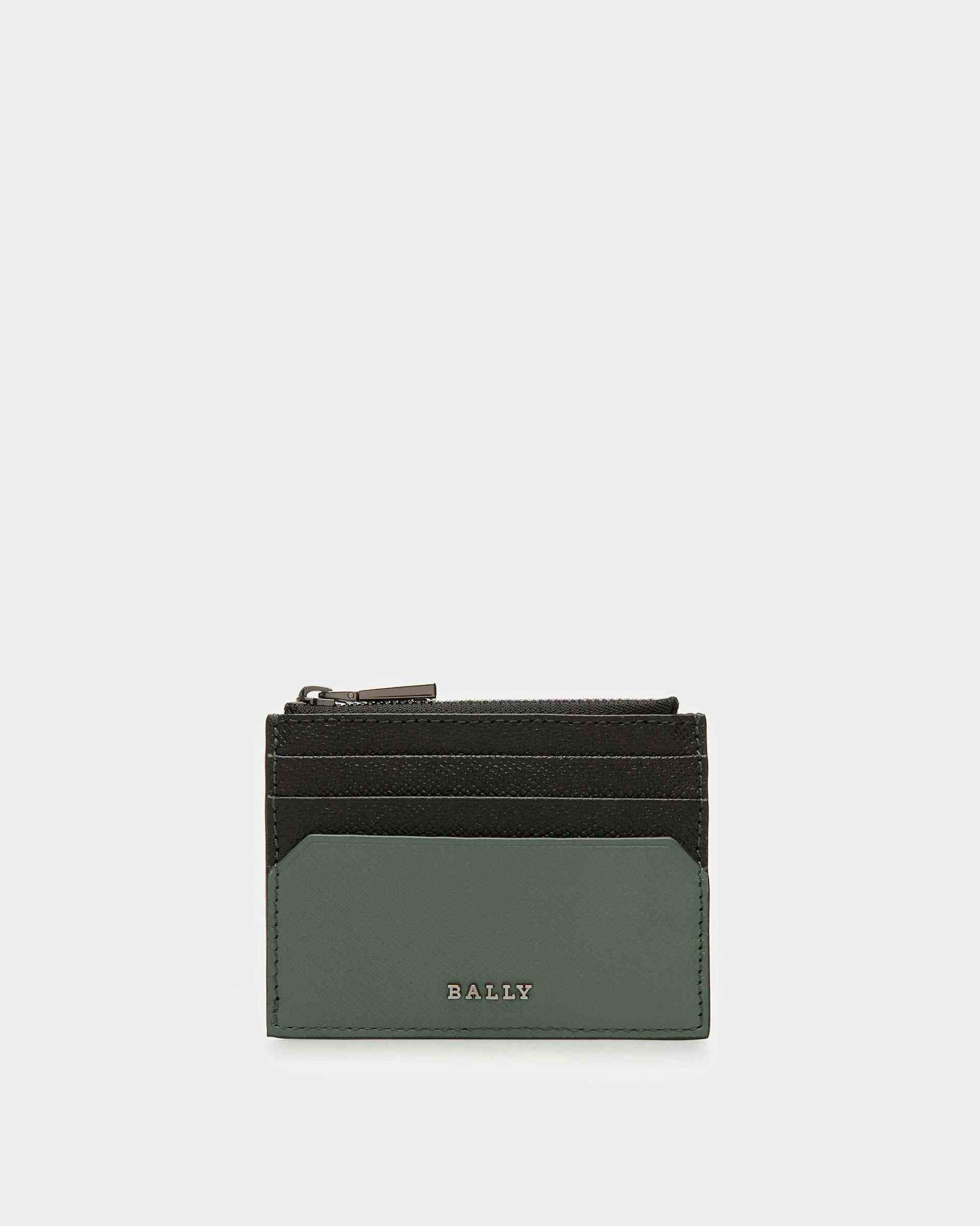 Byrion Leather Business Card Holder In Black And Sage - Men's - Bally