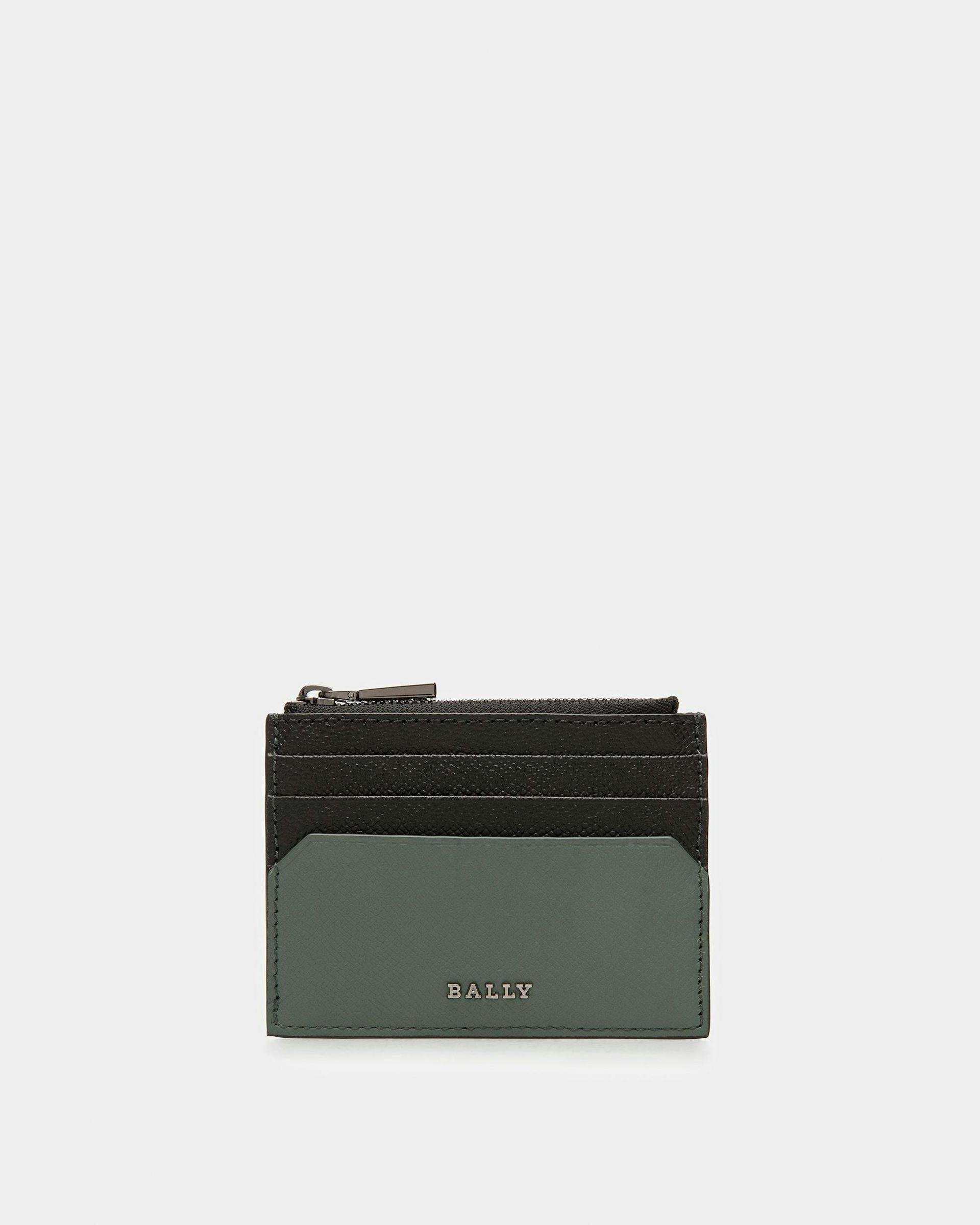 Byrion Leather Business Card Holder In Black And Sage - Men's - Bally - 01