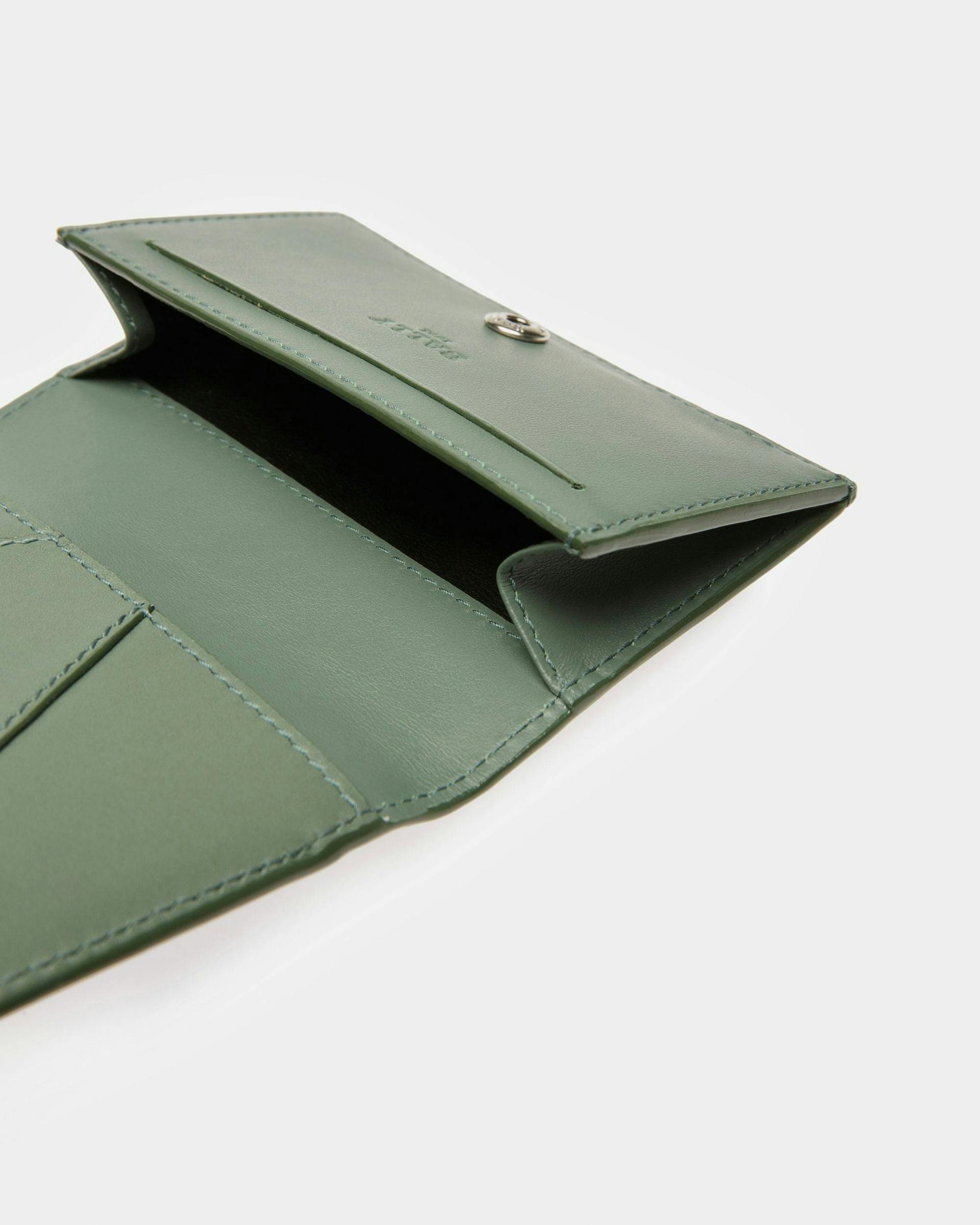 Annye Leather Business Card Holder In Sage - Men's - Bally - 06