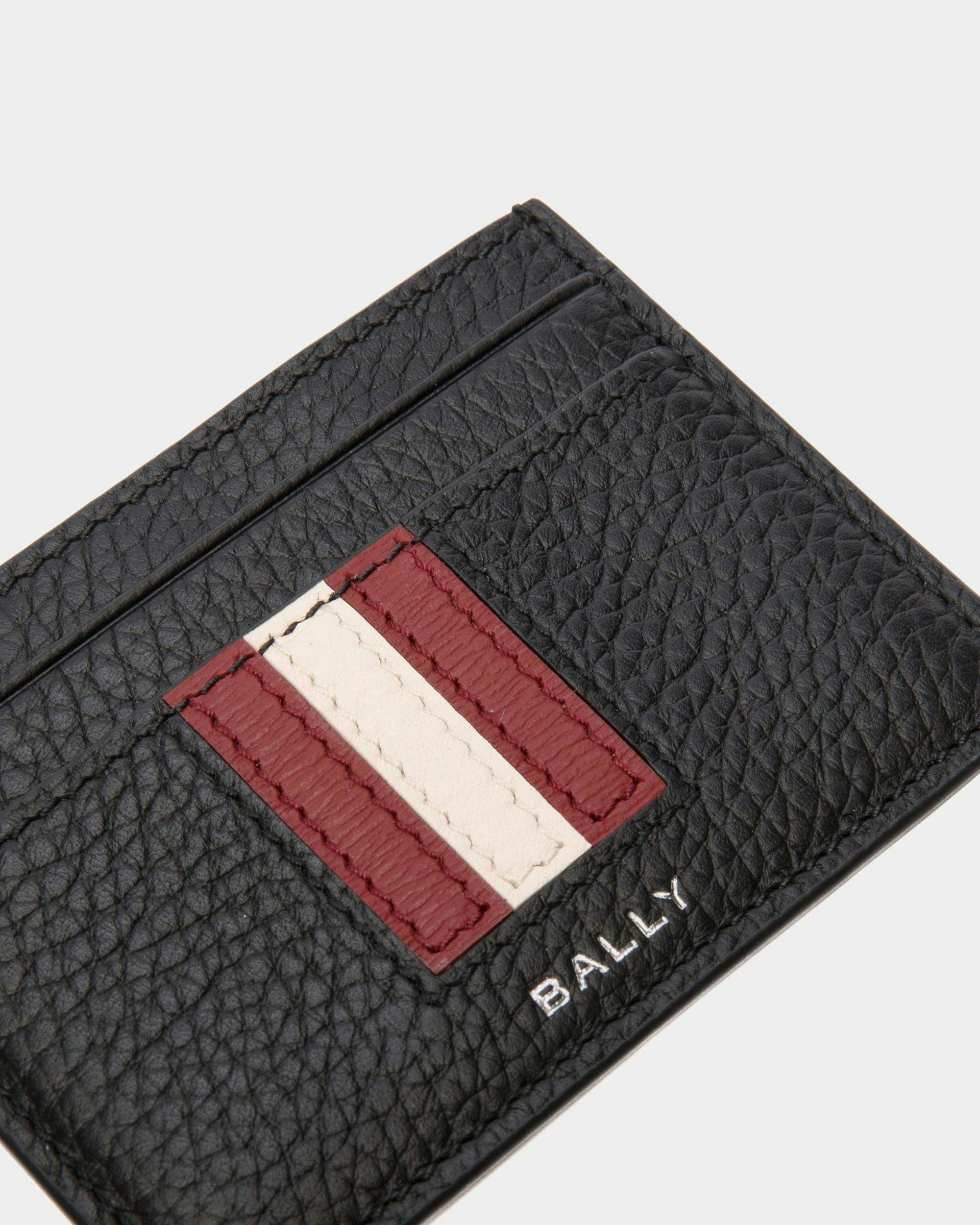 Men's Ribbon Card Holder In Black Grained Leather | Bally | Still Life Detail