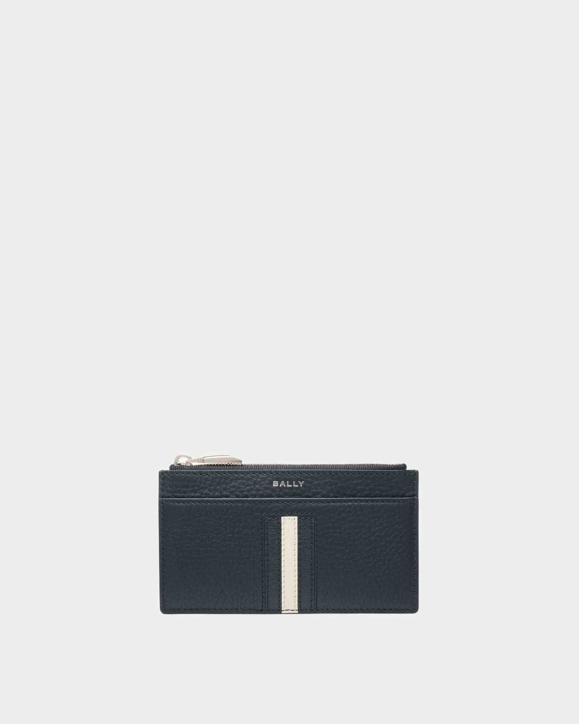 Ribbon Business Card Holder In Midnight Leather - Men's - Bally