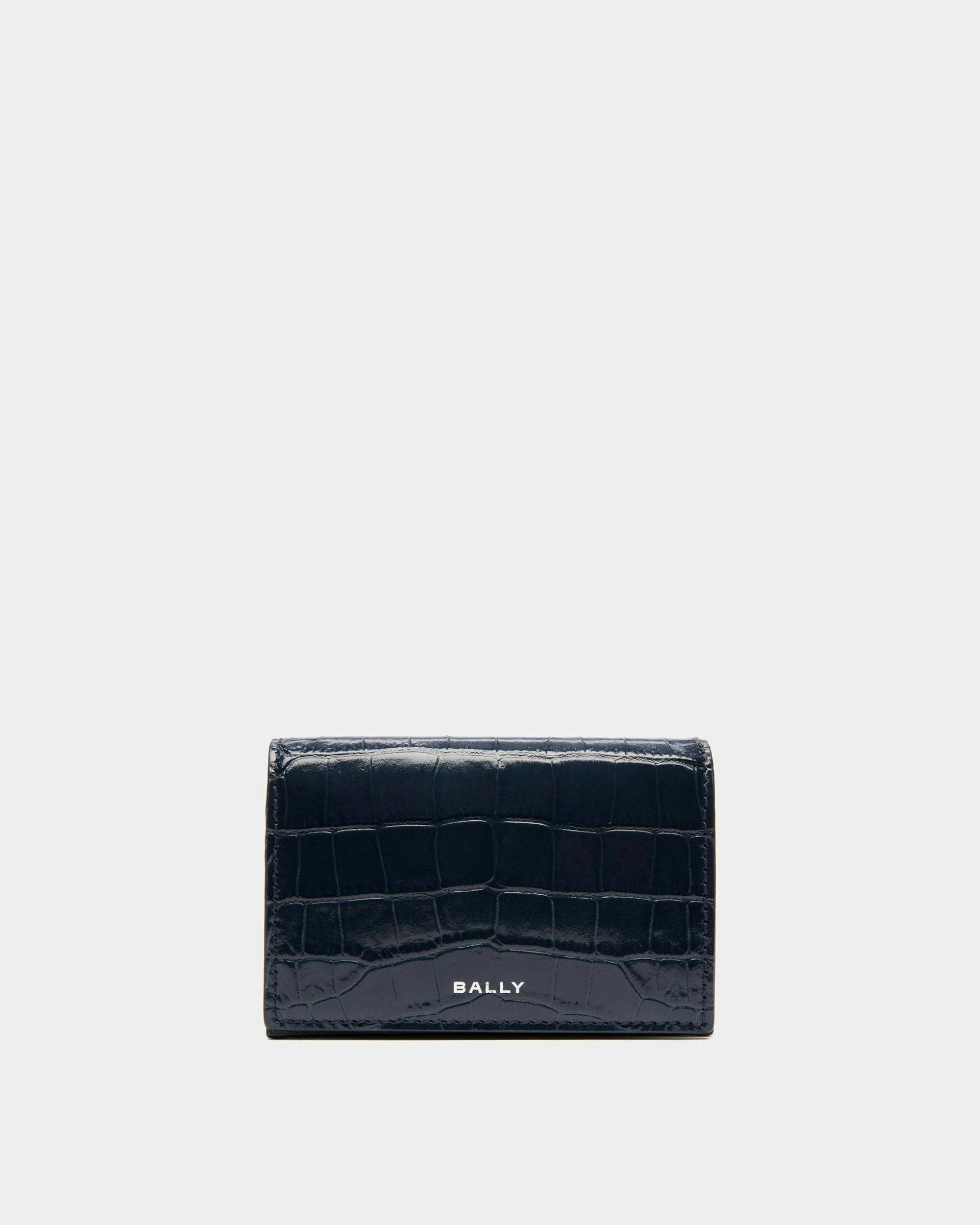 Men's Busy Bally Business Card Case in Crocodile Print Leather | Bally | Still Life Front