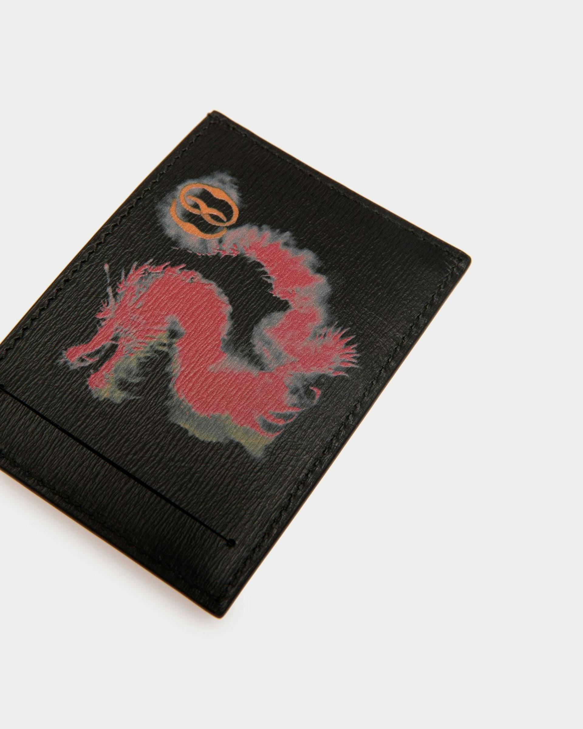 Men's Cny Card Holder In Black And Red Grained Leather | Bally | Still Life Detail