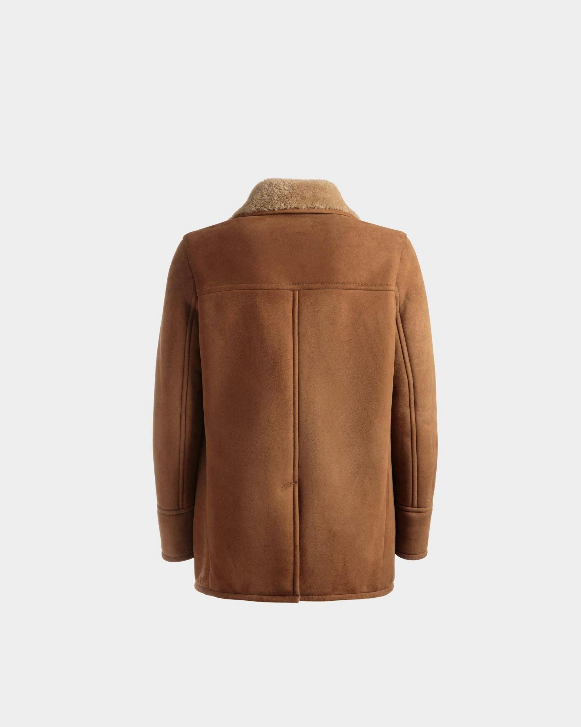 Double Breasted Shearling Coat In Brown Suede - Men's - Bally - 07