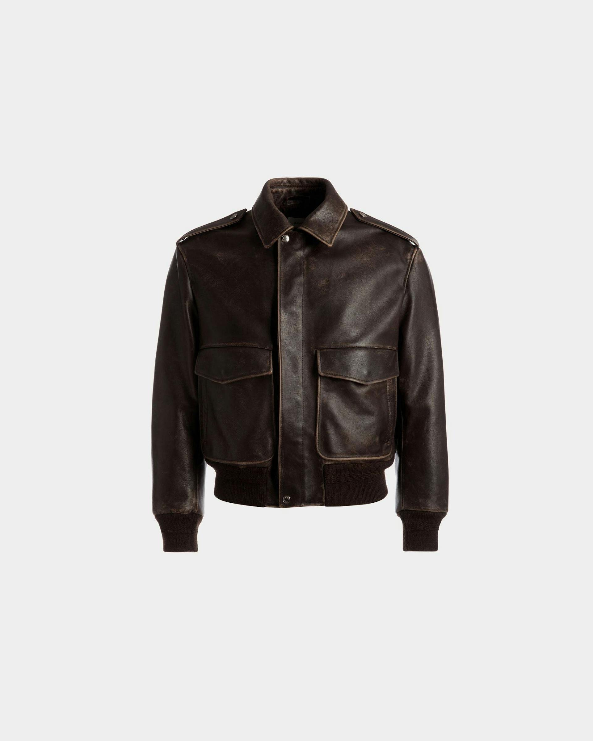 Bomber Jacket In Brown Leather - Men's - Bally - 01