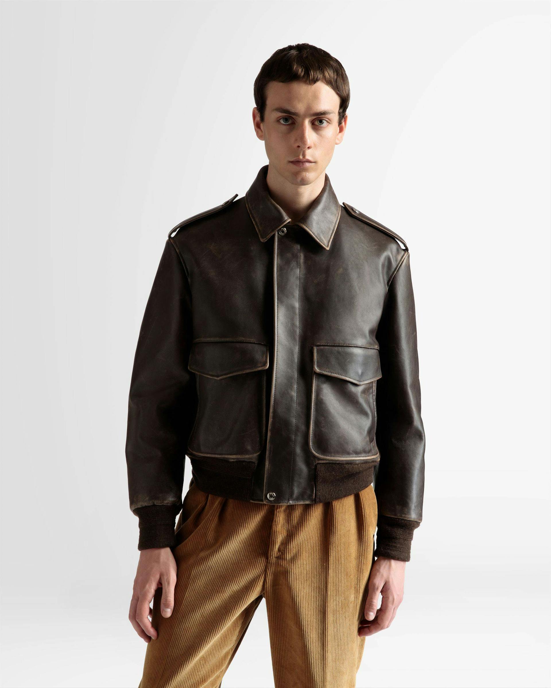Bomber Jacket In Brown Leather - Men's - Bally - 02
