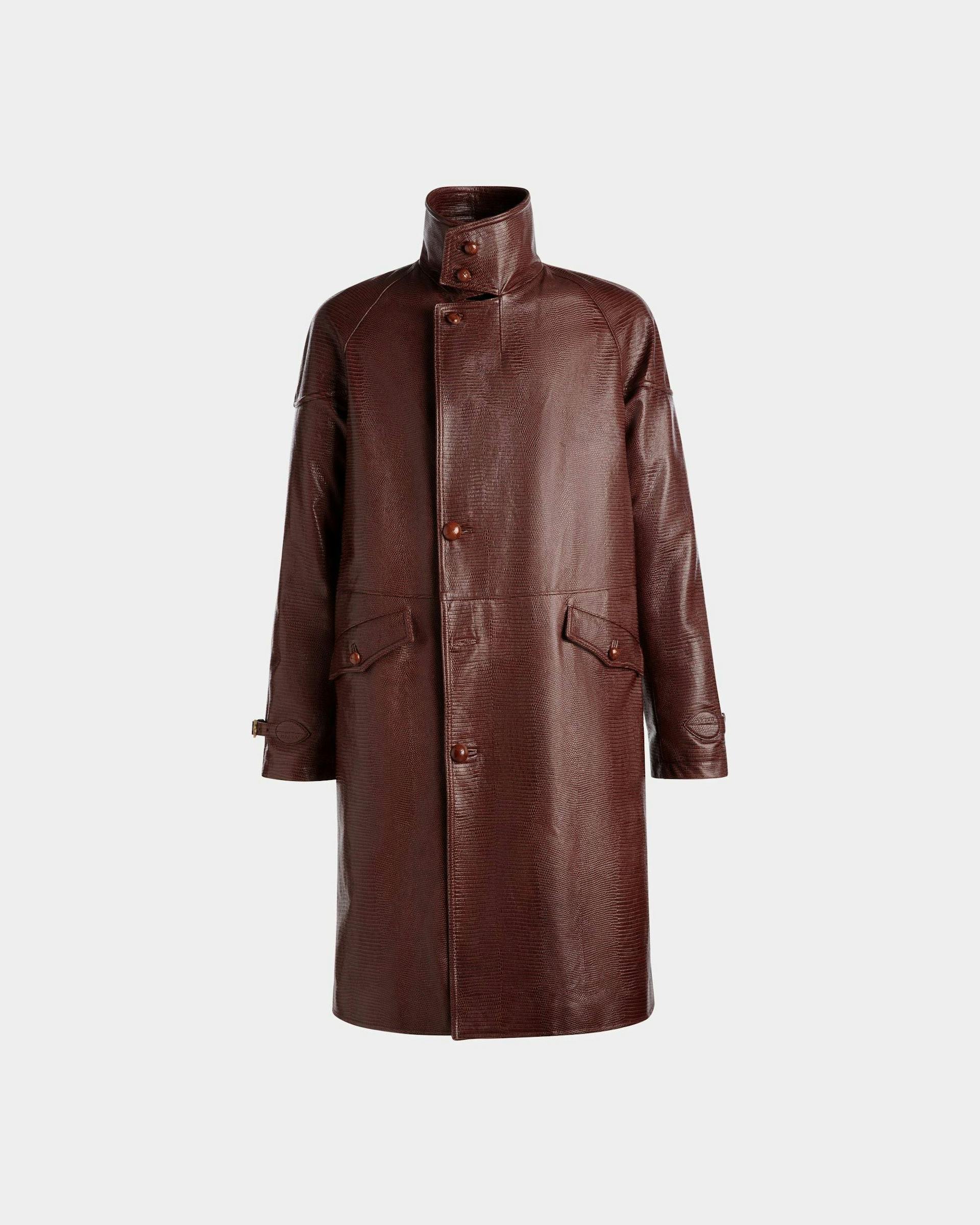 Pea Coat In Burgundy Leather - Men's - Bally - 01