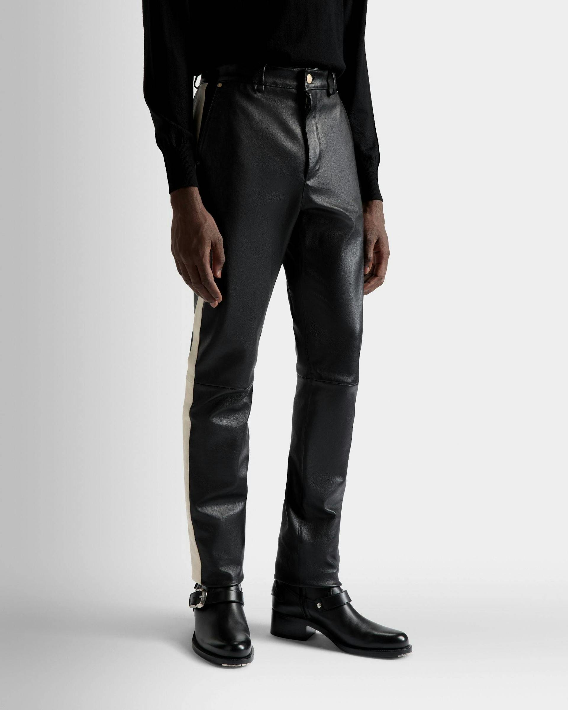 Nappa Stretch Trousers In Black Leather - Men's - Bally - 03