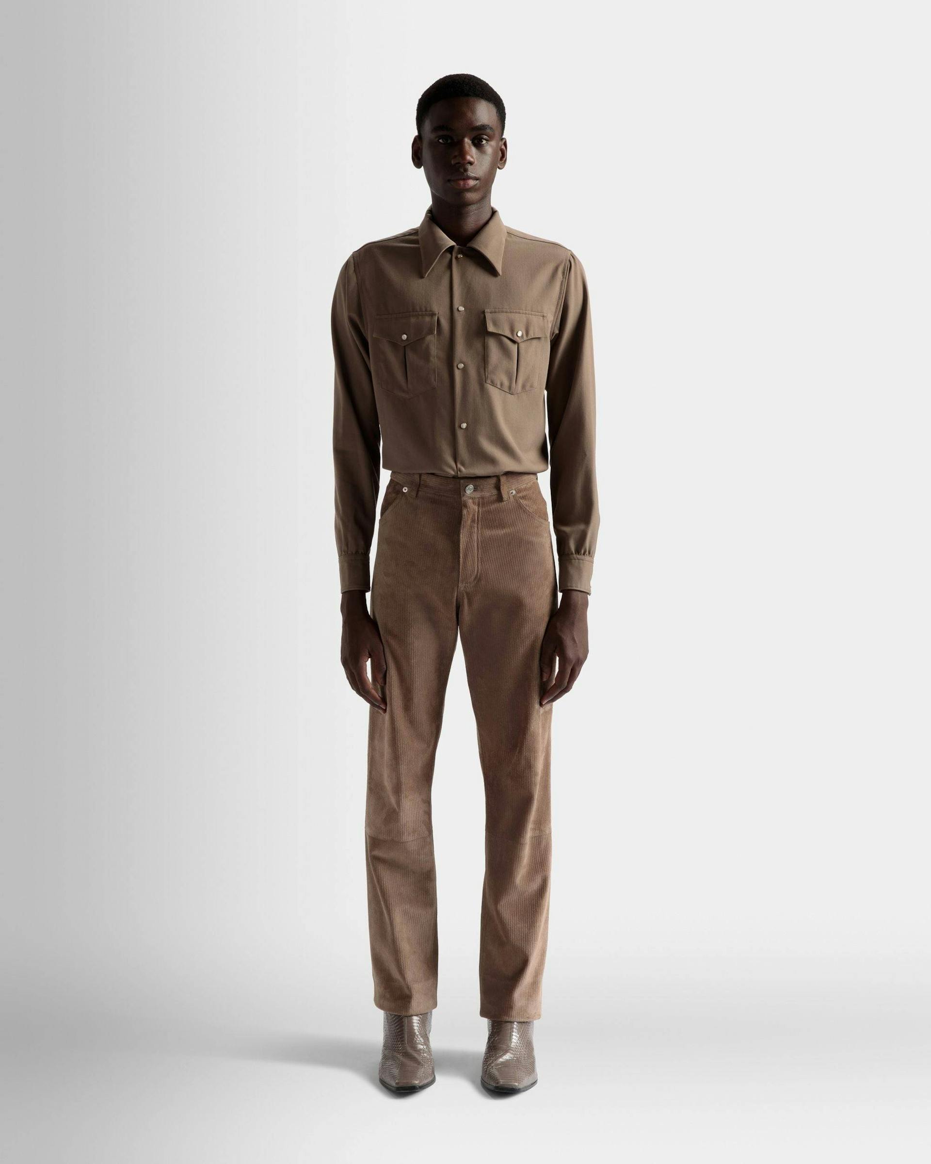 Straight Trousers In Sepia Leather - Men's - Bally - 02