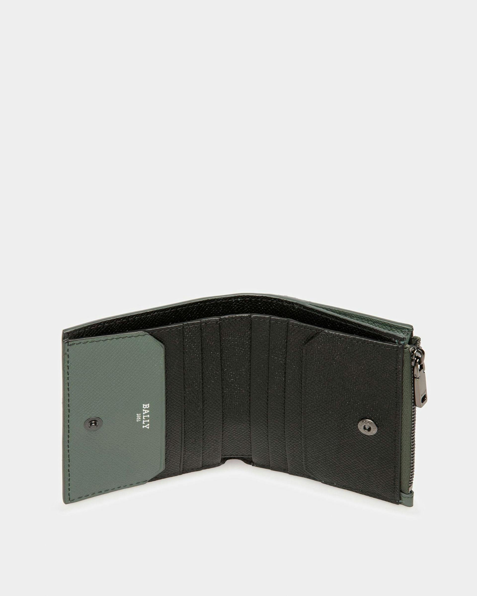 Bunner Leather Wallet In Sage And Black - Men's - Bally - 04