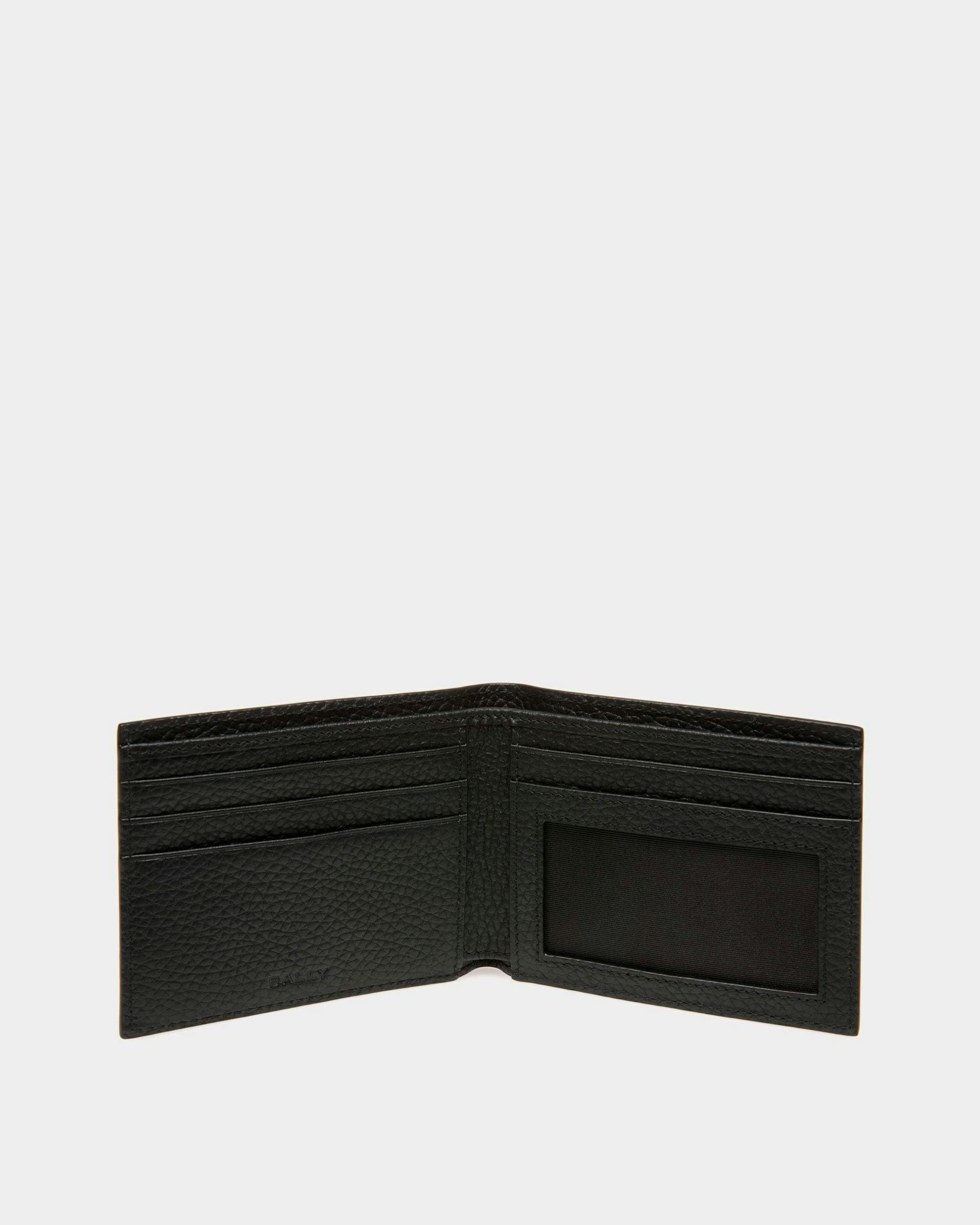 Men's Ribbon Bifold Wallet in Black Leather | Bally | Still Life Open / Inside