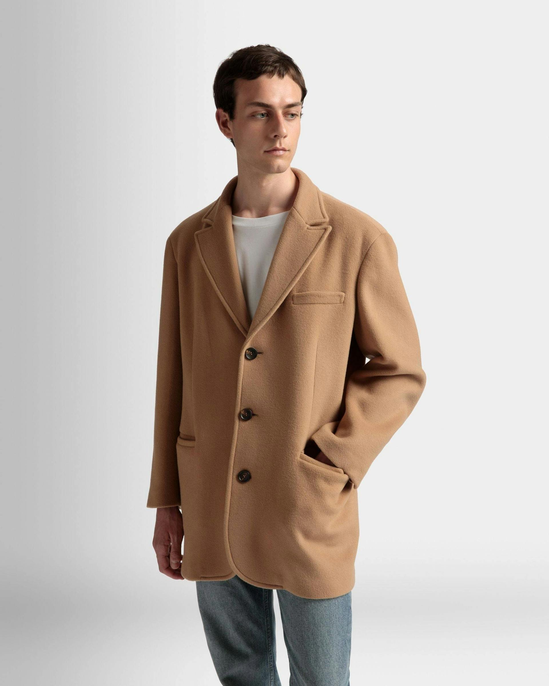 Single-Breasted Jacket In Camel Cashmere Mix - Men's - Bally - 02