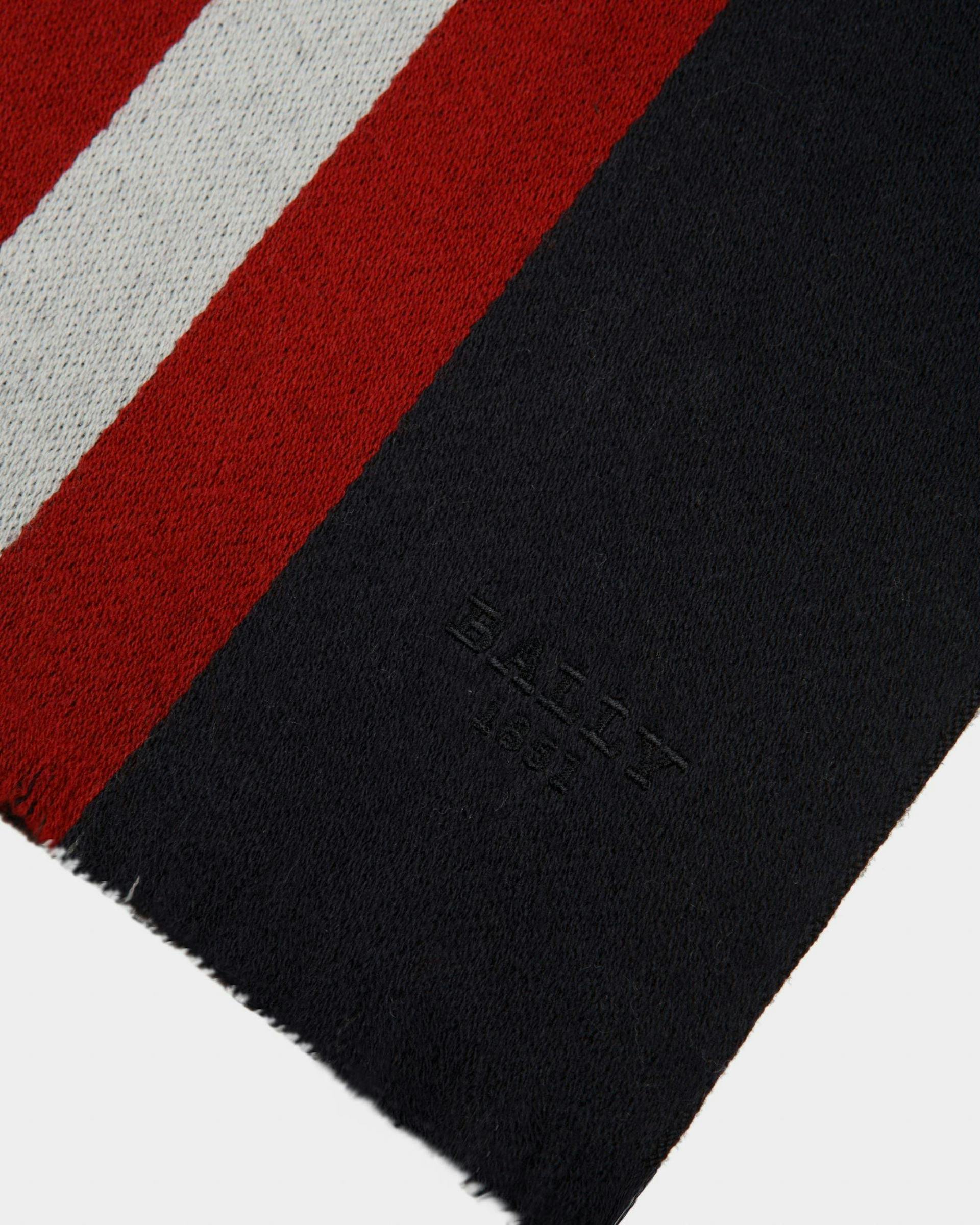Bally Stripe Chevron Wool Scarf In Dark Grey - Men's - Bally - 02