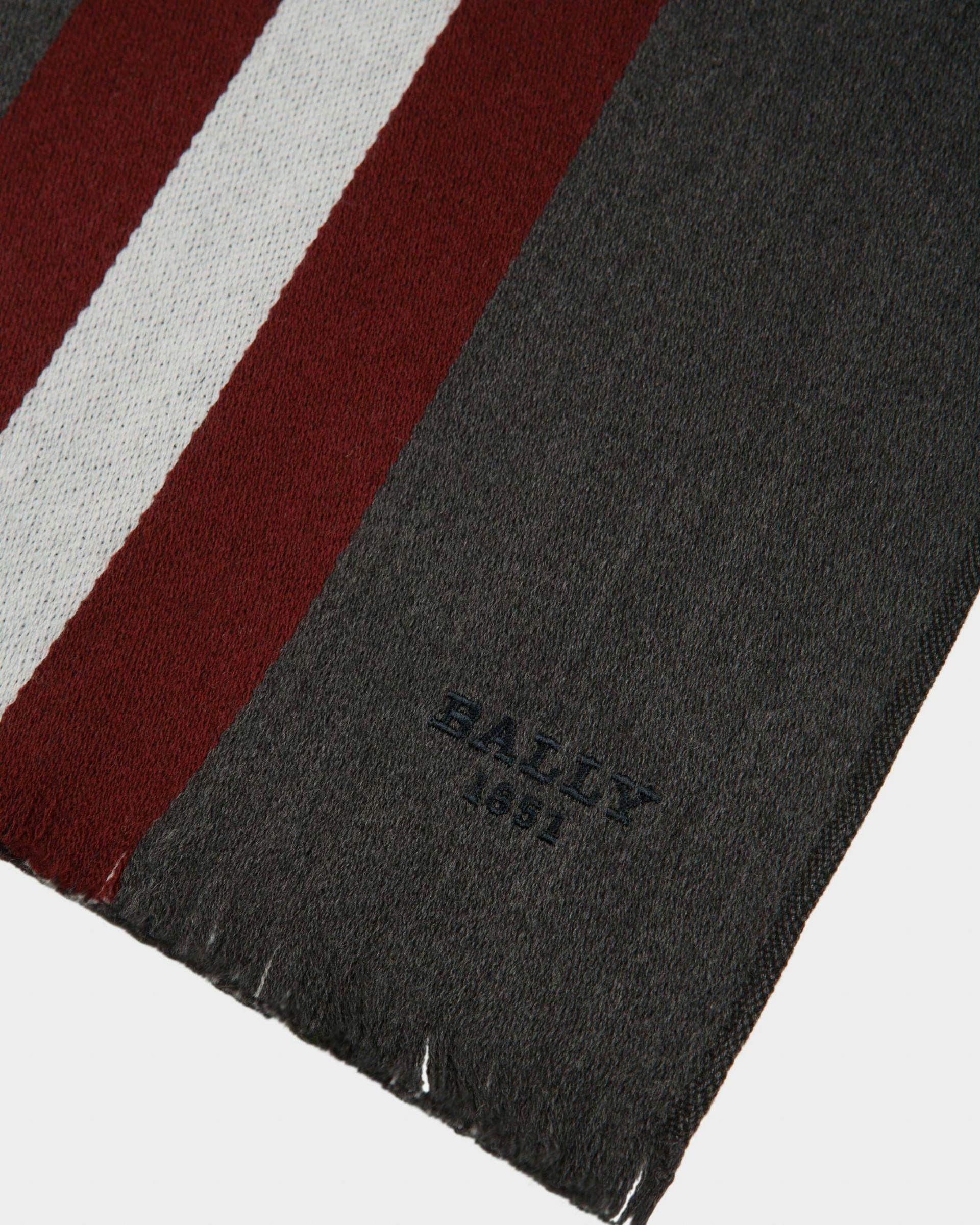 Bally Stripe Chevron Wool Scarf In Grey - Men's - Bally - 02