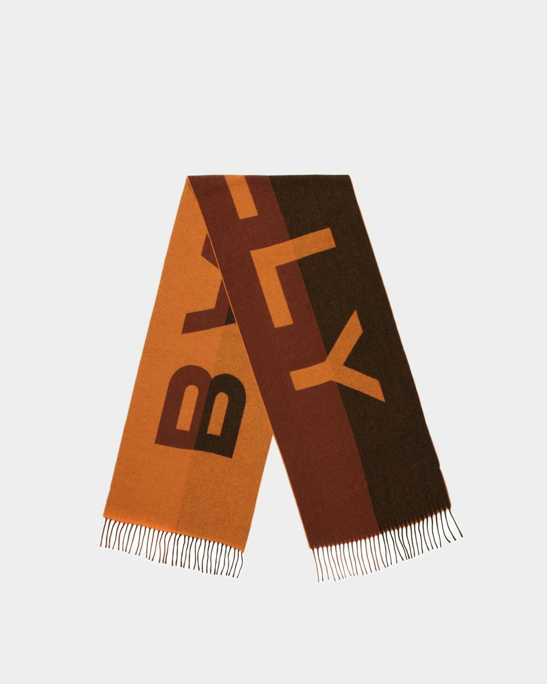 Two-Tone Logo Scarf In Brown Fabric - Men's - Bally - 01