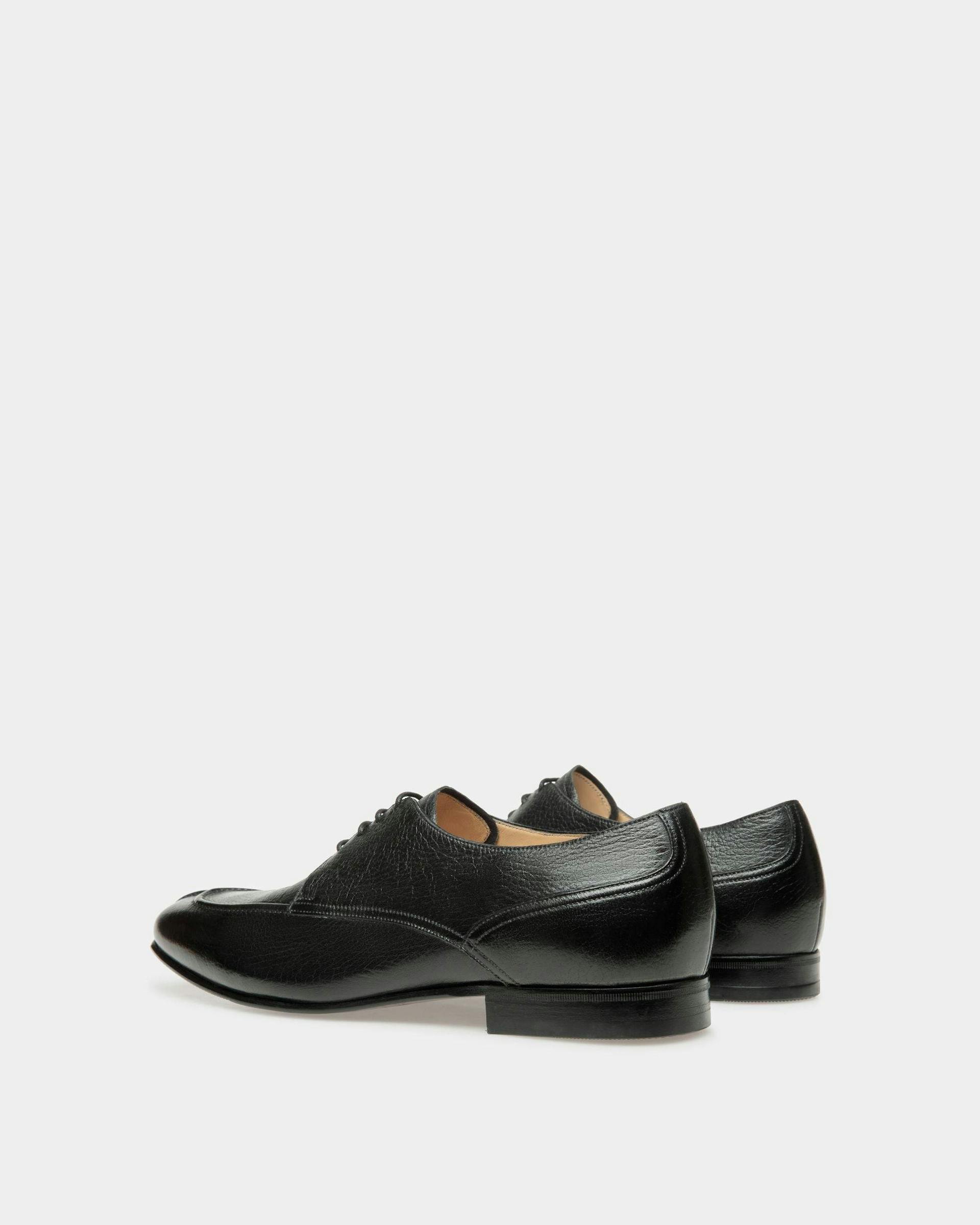 Men's Suisse Derby Shoes In Black Leather | Bally | Still Life 3/4 Back