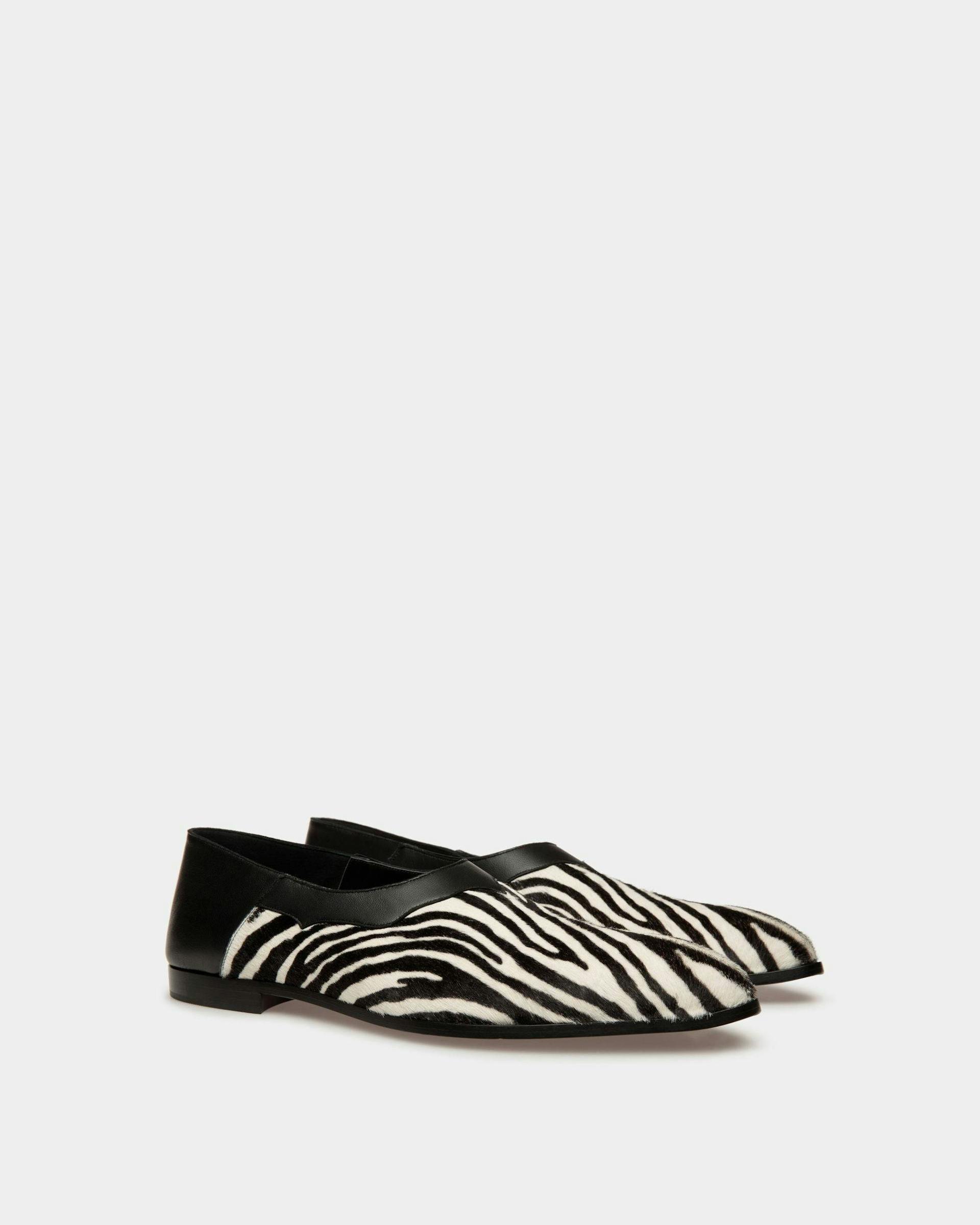 Vegas Flat Loafers In Leather and Black and White Haircalf - Men's - Bally - 02