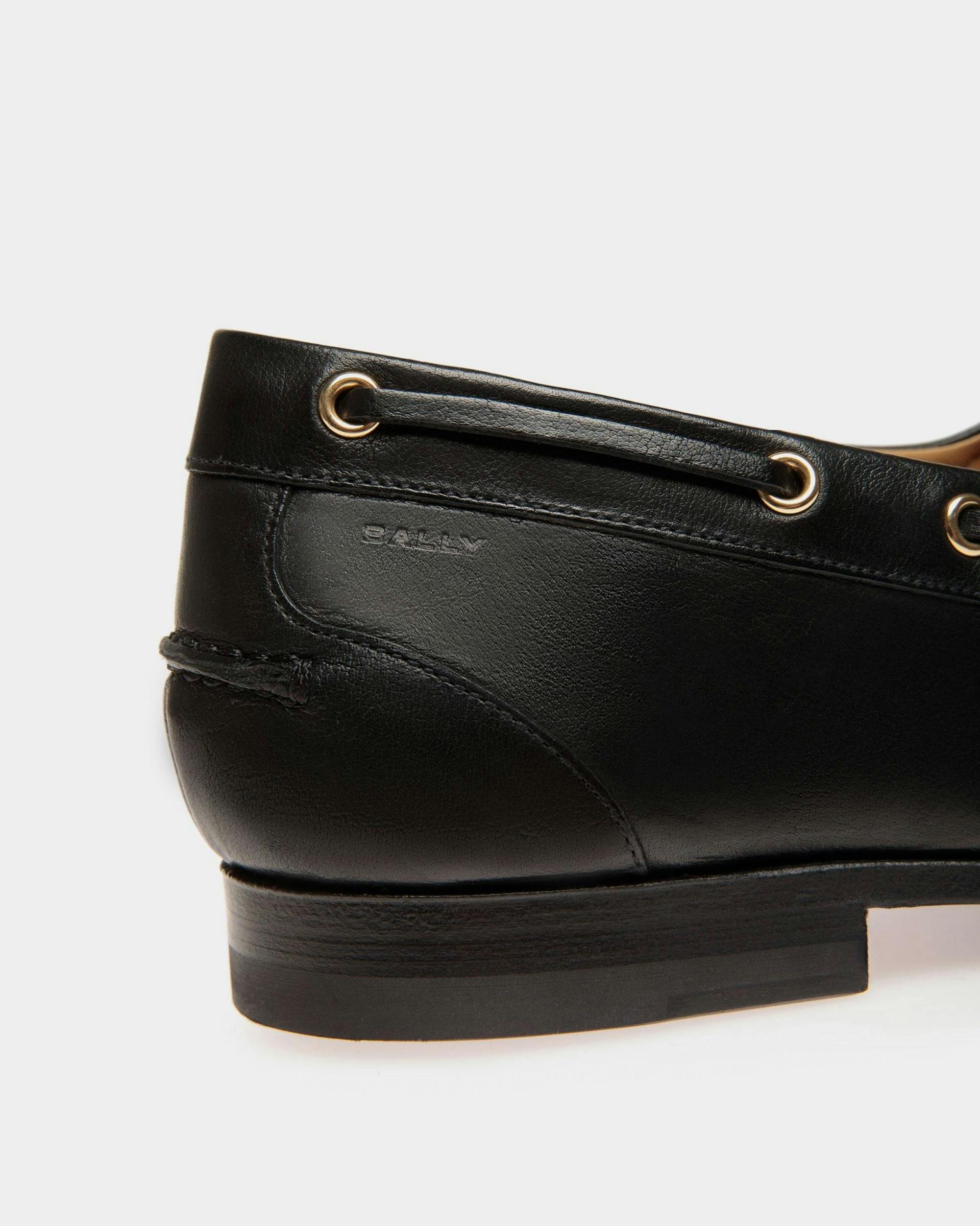 Men's Plume Moccasin in Black Leather | Bally | Still Life Detail